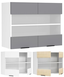 VCM Küchenschrank hängend | Maße ca. H. 60 x B. 80 x T. 31 cm | Hängeschrank mit zwei Drehtüren | Küchenschrank mit Glas | Küchenmöbel – Fasola 