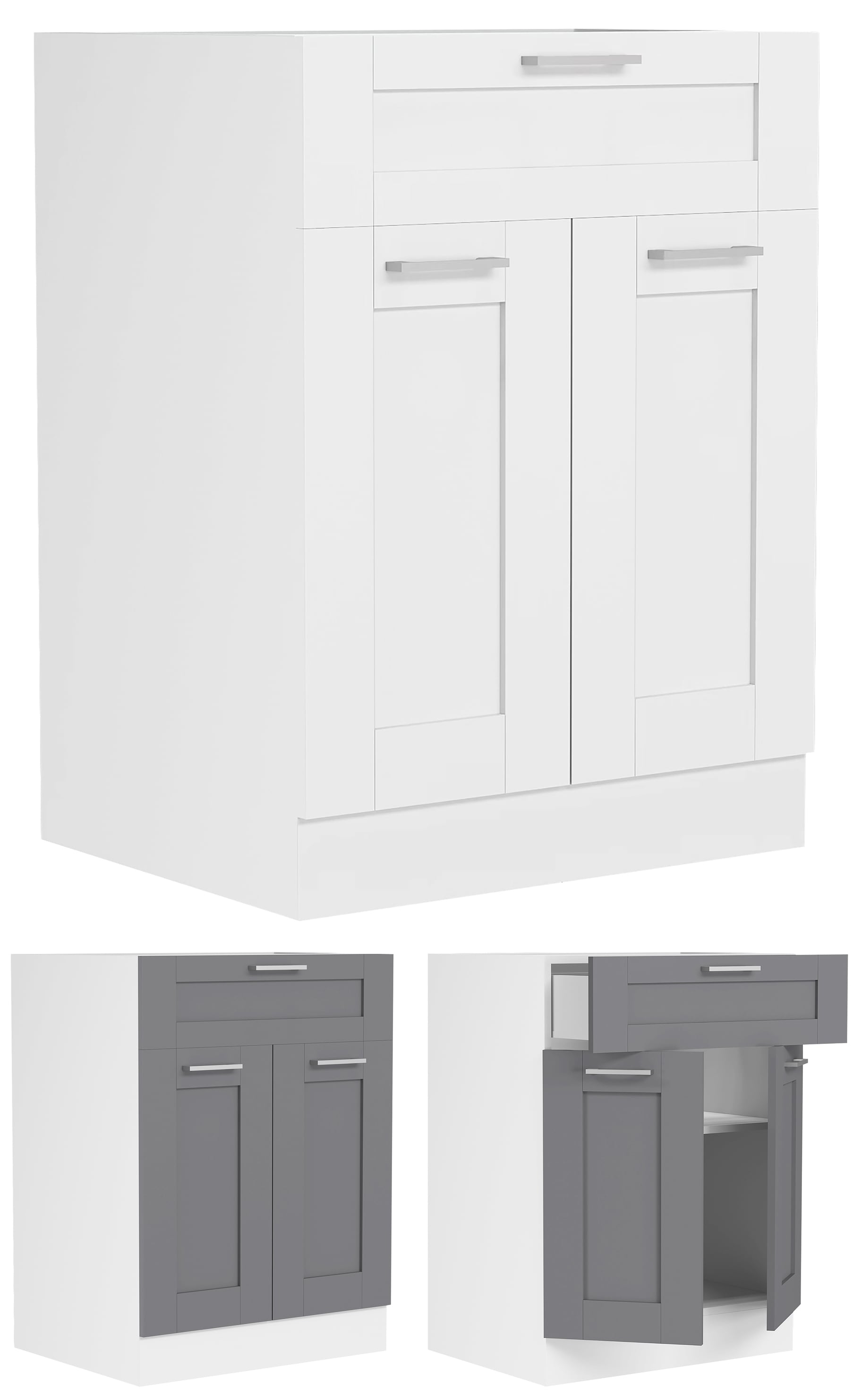 VCM K&uuml;chenschrank | Ma&szlig;e ca. H. 82 x B. 60 x. T. 46 cm | Unterschrank mit zwei Dreht&uuml;ren und einer Schublade im Landhaus Stil | K&uuml;chenm&ouml;bel - Colura 