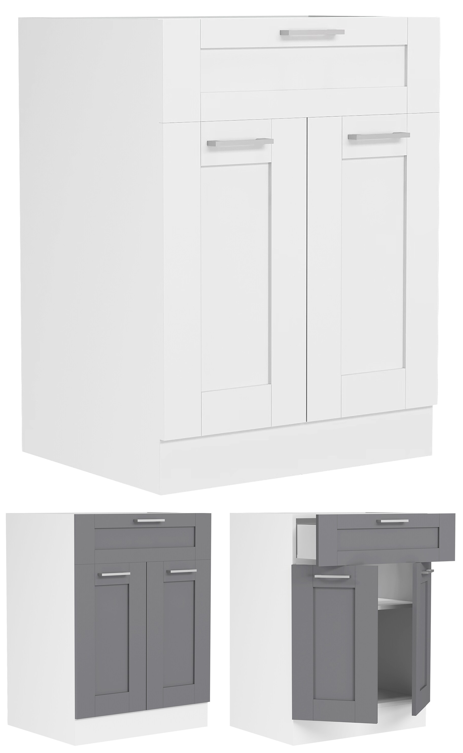 VCM K&uuml;chenschrank | Ma&szlig;e ca. H. 82 x B. 60 x. T. 46 cm | Unterschrank mit zwei Dreht&uuml;ren und einer Schublade im Landhaus Stil | K&uuml;chenm&ouml;bel - Colura 