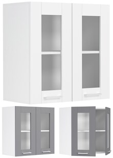 VCM Küchenschrank hängend | Maße ca. H. 60 x B. 80 x T. 31 cm | Hängeschrank mit zwei Drehtüren im Landhaus Stil | Küchenschrank mit Glas | Küchenmöbel – Colura 