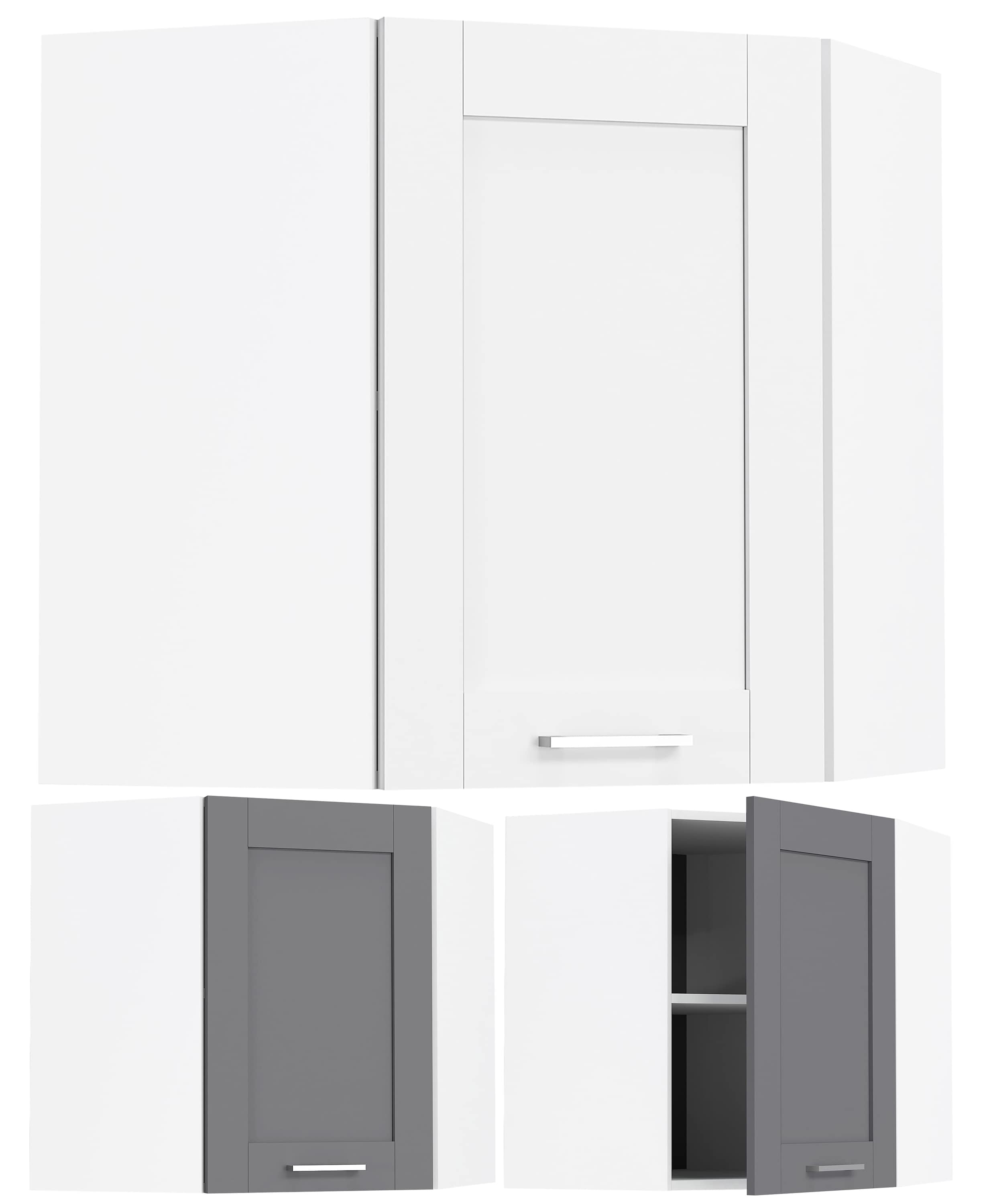 VCM K&uuml;chenschrank h&auml;ngend | Ma&szlig;e ca. H. 60 x B. 57 x T. 57 cm | Eckschrank | H&auml;ngeschrank mit zwei F&auml;chern im Landhaus Stil | K&uuml;chenm&ouml;bel - Colura 