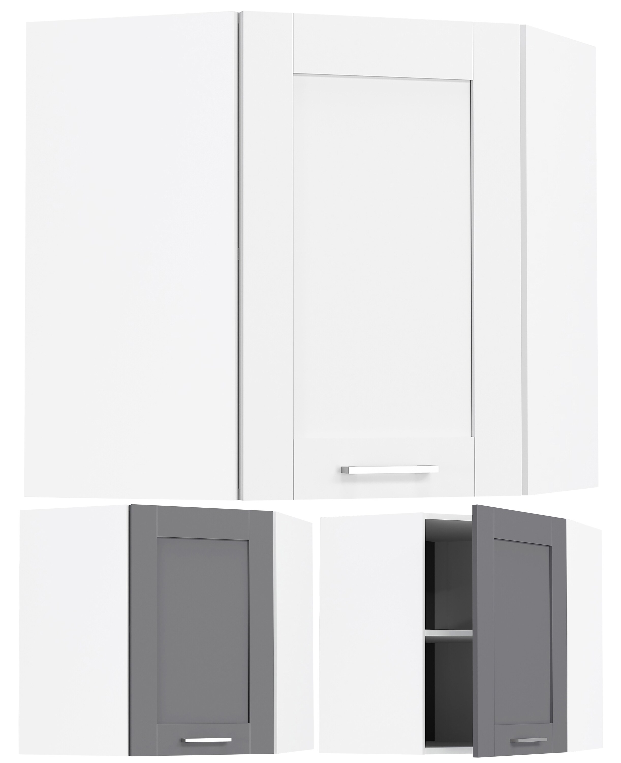 VCM K&uuml;chenschrank h&auml;ngend | Ma&szlig;e ca. H. 60 x B. 57 x T. 57 cm | Eckschrank | H&auml;ngeschrank mit zwei F&auml;chern im Landhaus Stil | K&uuml;chenm&ouml;bel - Colura 