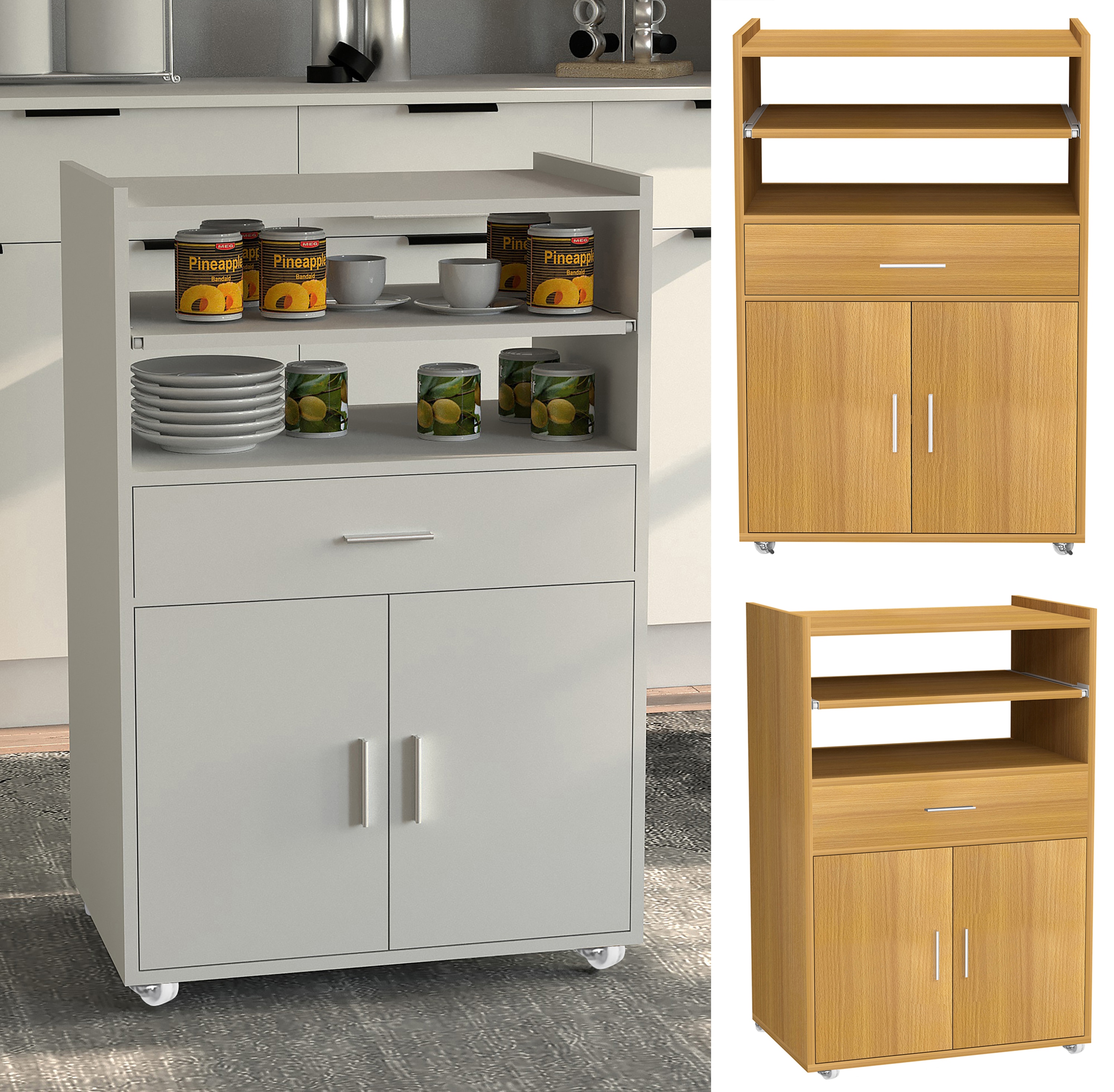 VCM K&uuml;chenwagen | Rollwagen | Stellma&szlig;e gesamt: H. 92 x B. 59 x T. 40 cm | ausreichend Stauraum | rollbar | Servierwagen - Kiola 