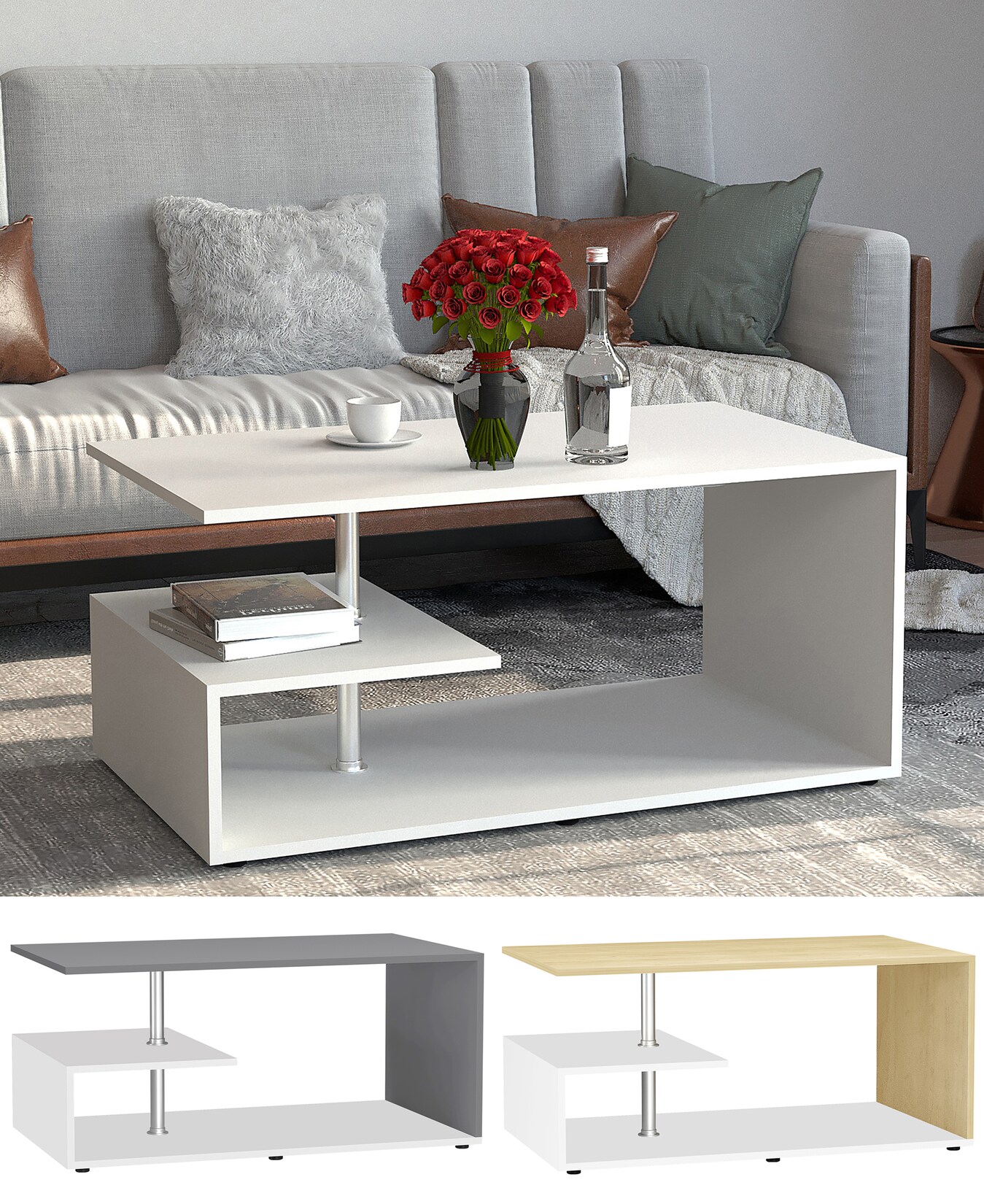 VCM Holz Couchtisch Sofatisch Wohnzimmertisch Beistelltisch Kaffeetisch Maliso M