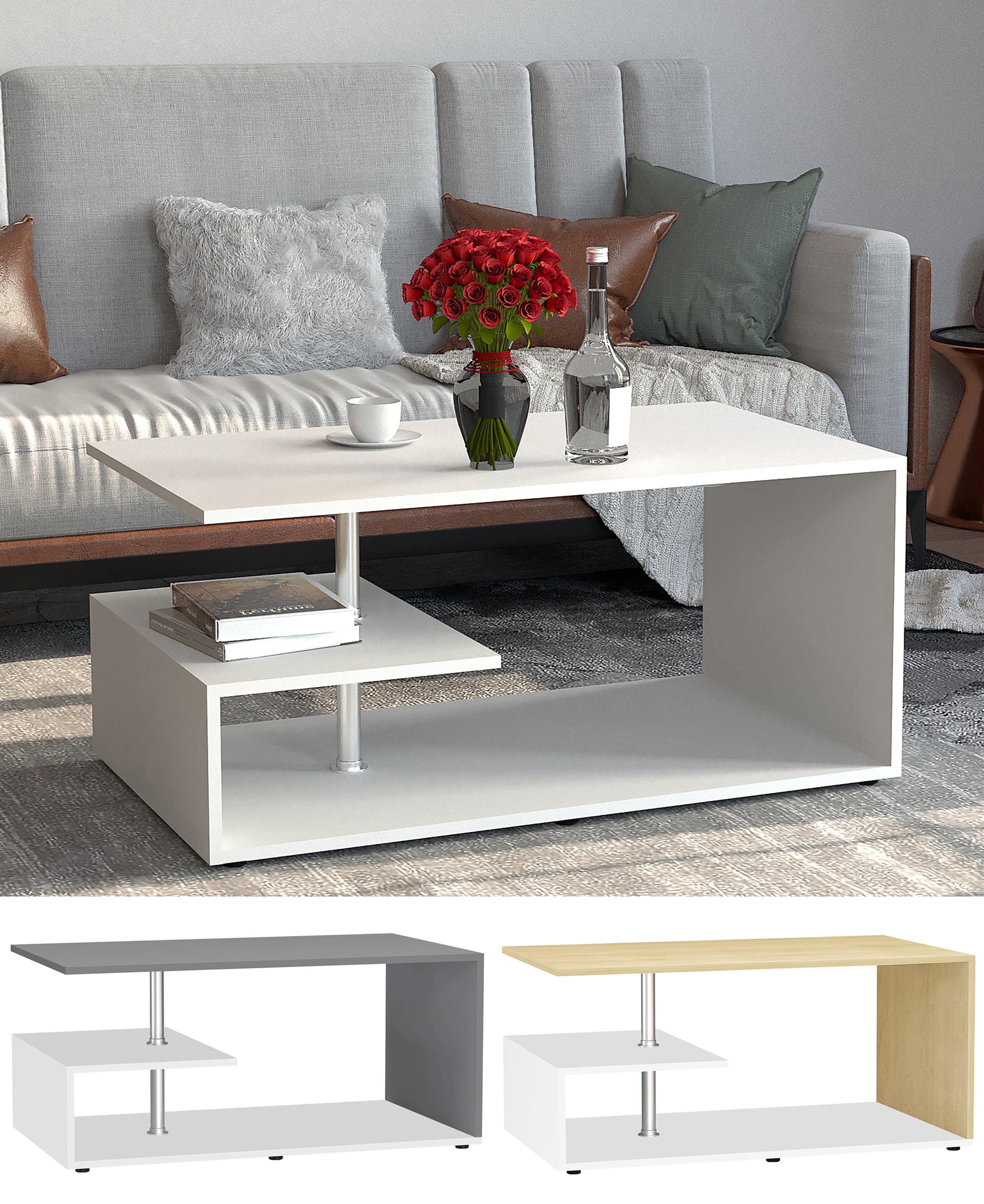 VCM Holz Couchtisch Sofatisch Wohnzimmertisch Beistelltisch Kaffeetisch Maliso M 