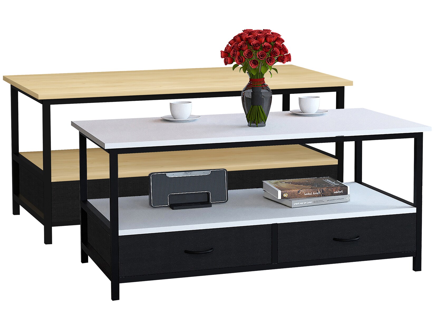 VCM Holz Sofatisch Couchtisch Wohnzimmertisch Beistelltisch Ablage Flonila