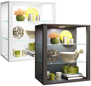 VCM Vitrine hängend | Vitrine ohne Glasfronten | Maße ca. H. 60 x B. 52 x T. 35 cm | Hängevitrine | Modern und platzsparend | Vitrinenschrank - Glasol S 