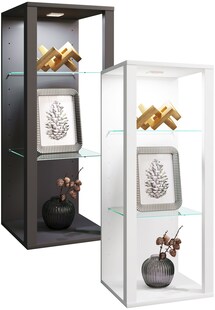 VCM Glasvitrine hängend | Vitrine Glas mit ESG-Sicherheitsglas | Maße ca. . H. 90 x B. 35 x T. 35 cm | Hängevitrine Glas | Modern und platzsparend | Glas Vitrinenschrank - Glasol MW 