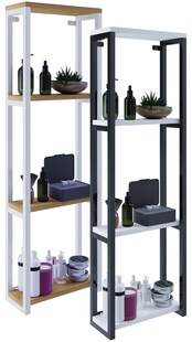 VCM Holz Badezimmerschrank | Badmöbel Metall Industrial Style | Wandregal | Badregal | Maße ca. H. 112 x B. 35 x T.  15 cm - Bitila M 