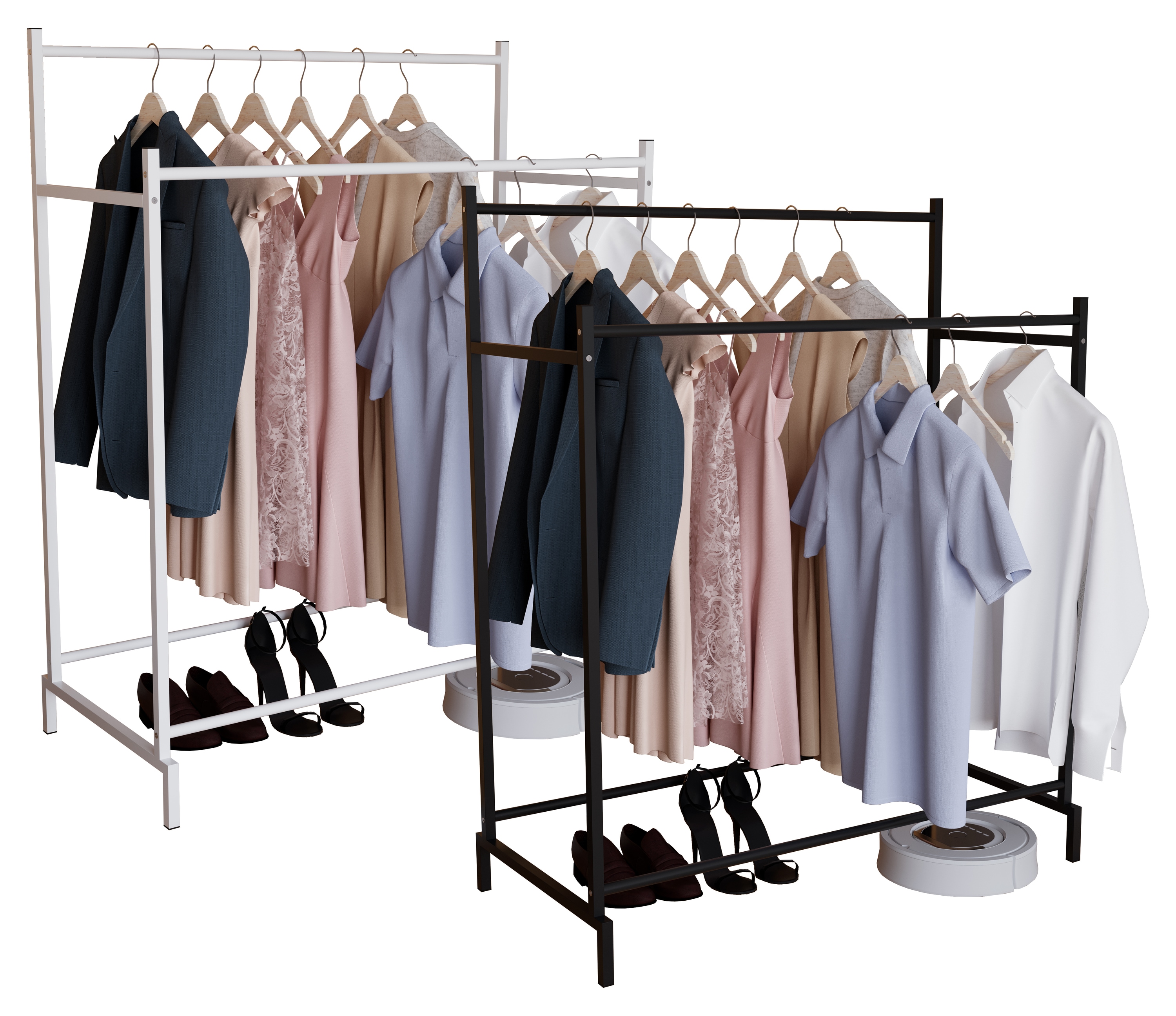 VCM Metall Kleiderschrank | offener Schrank | begehbarer | Kleiderst&auml;nder| Ma&szlig;e ca. H. 136 x B. 103 x T. 52 cm- Labol L 