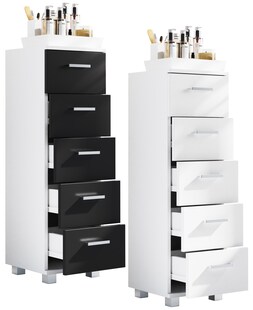 VCM Holz Midischrank | Badschrank | Maße: H. 90 x B. 30 x T. 30 cm | Kommode | 5 Schubladen - Zalo M 