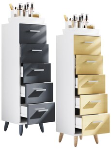 VCM Badmöbel Midischrank | Badschrank | Maße: H. 100 x B. 30 x T. 30 cm | Kommode | 5 Schubladen - Landos M 