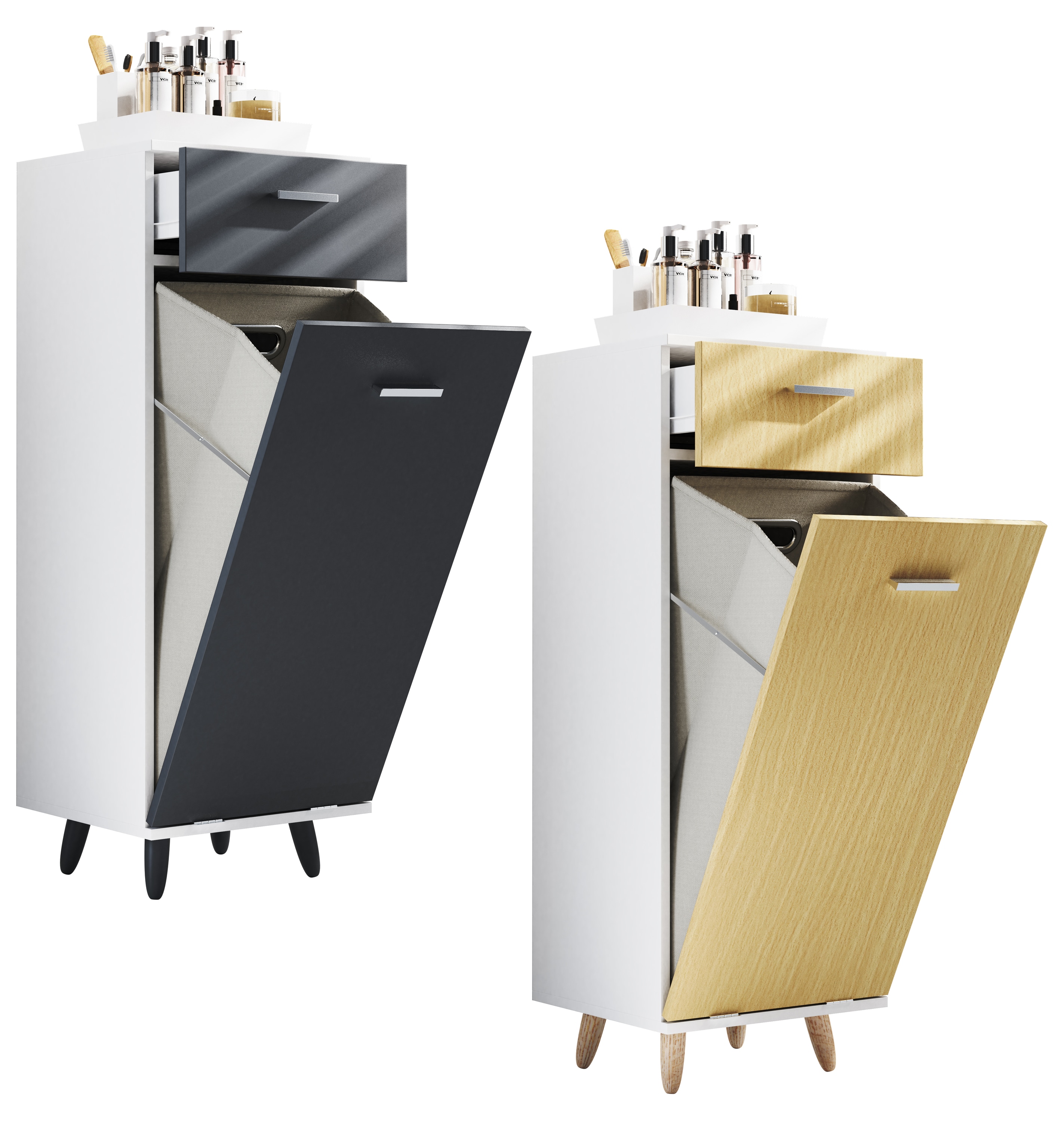 VCM Holz W&auml;scheschrank | W&auml;schetruhe | W&auml;schebox | W&auml;schekorb | Ma&szlig;e ca. H. 101 x B. 40 x T. 35 cm - Landos S 