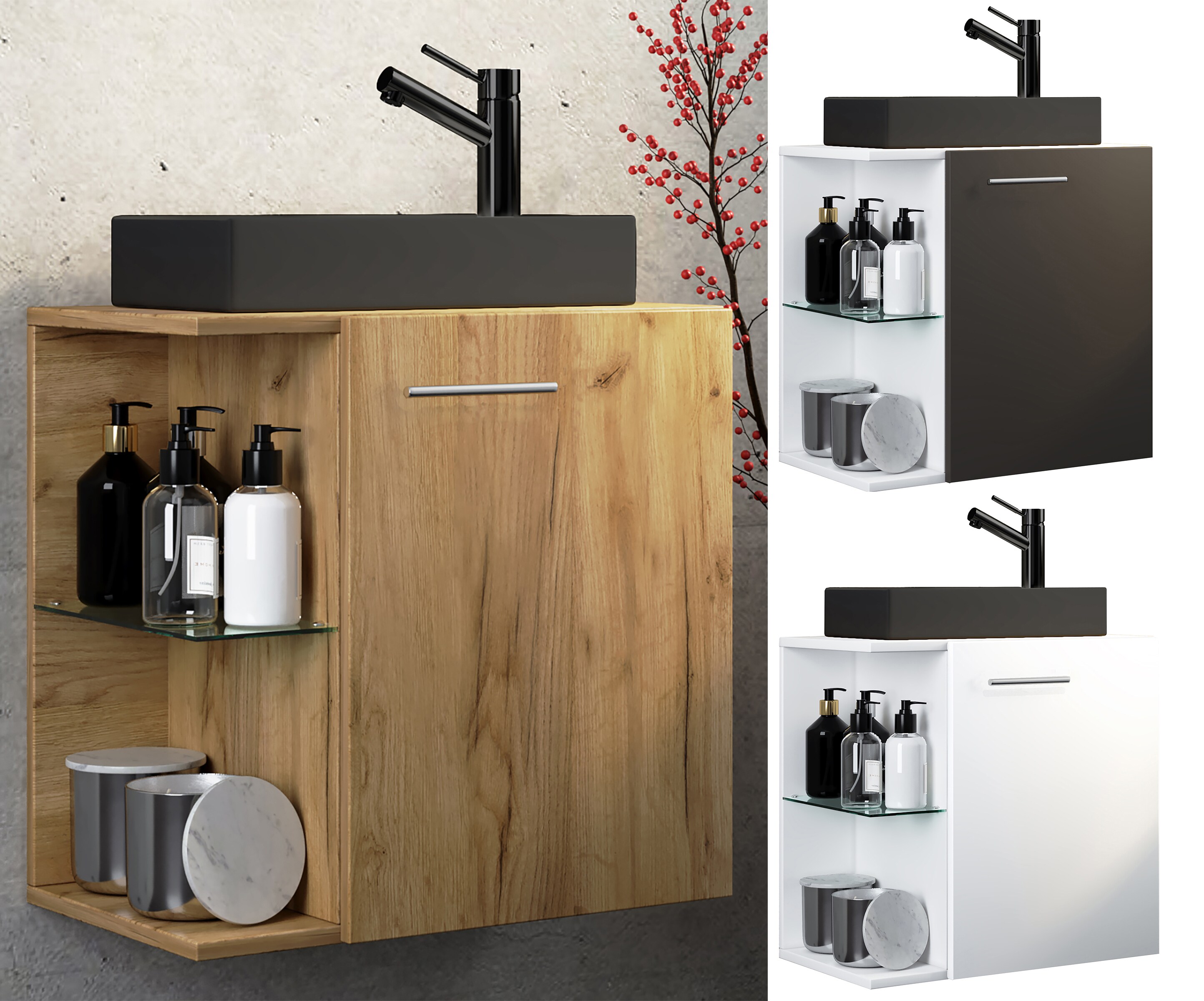 VCM 2-tlg Set | Waschplatz f&uuml;r G&auml;ste WC | G&auml;stebad | Waschtisch Toilette | Badezimmer Set &ndash; Hausa-BL 