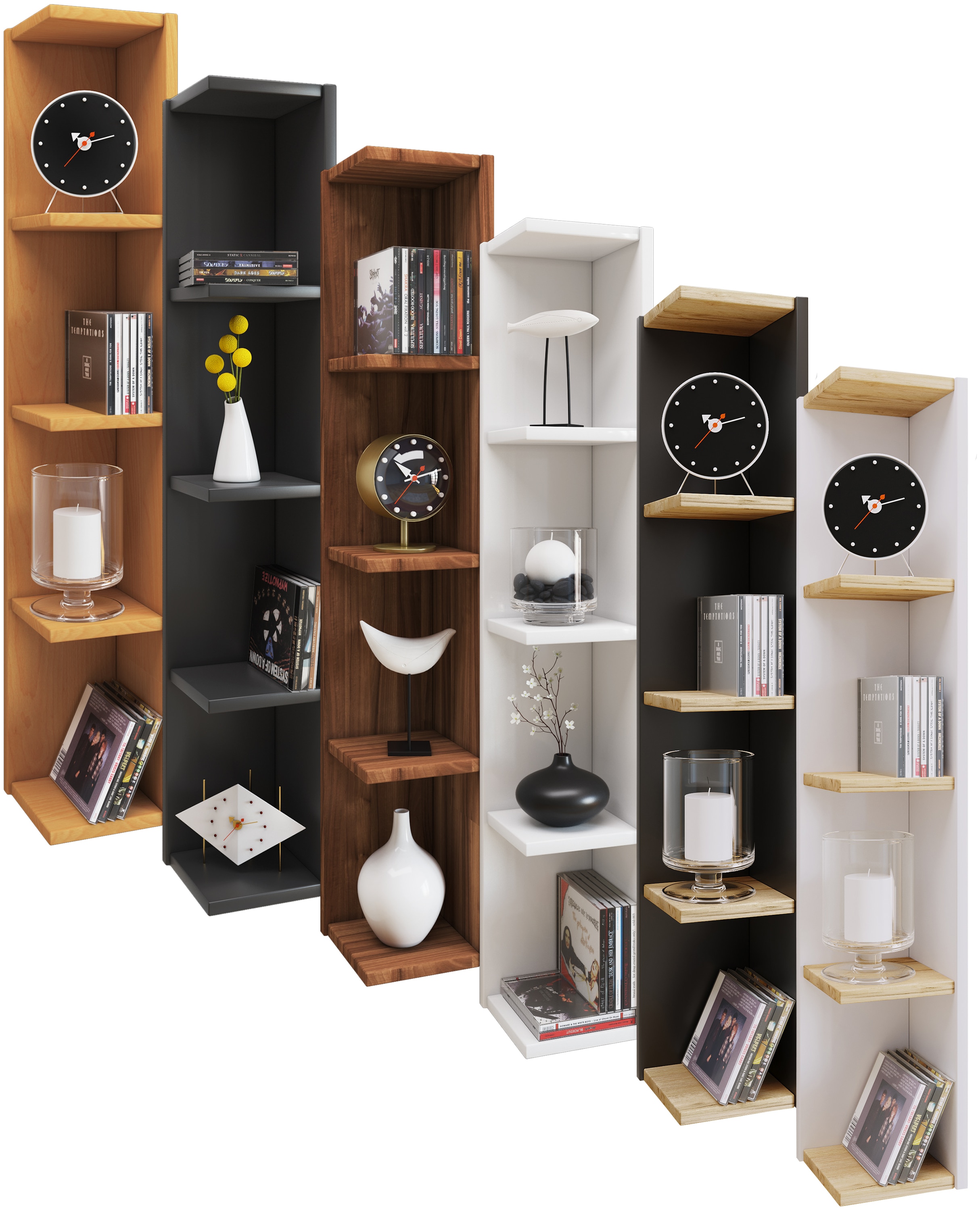 VCM Holzregal stehend | platzsparendes Regal | Ma&szlig;e: H. 97 x B. 15 x T. 17 cm | Elegantes Regal stehend | Aufbewahrungsregal | B&uuml;cherregal - Honsa 