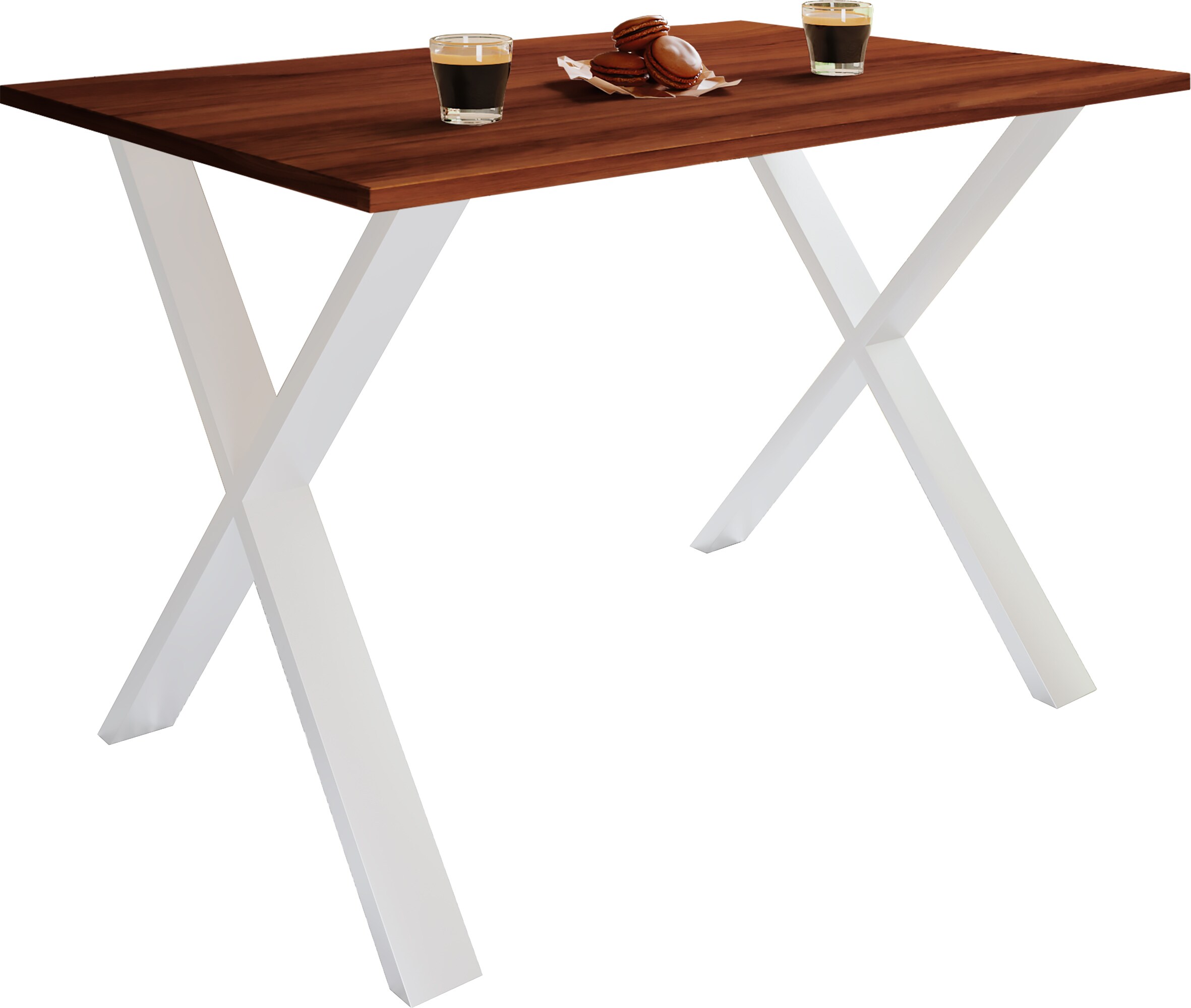 VCM Premium Holz Esstisch | H. 76 x B. 140 x T. 50 cm | K&uuml;chentisch Speisetisch Tisch Xona X Wei&szlig; 