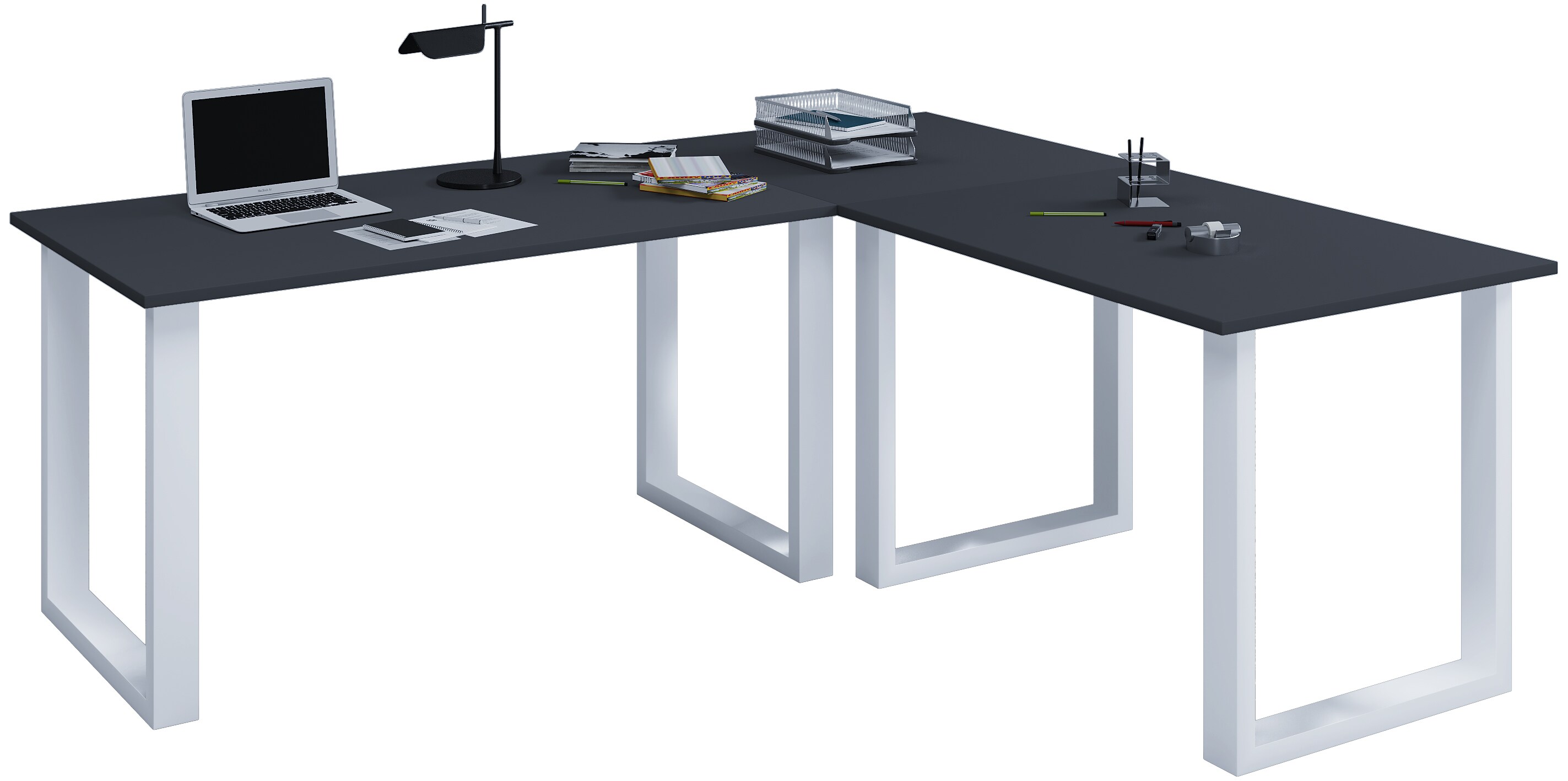 VCM VCM Holz Schreibtisch | Eckschreibtisch schlicht | 130x130 | L Form links oder rechts | Arbeitstisch Platte 50 cm tief | Computertisch B&uuml;rom&ouml;bel - Lona U 