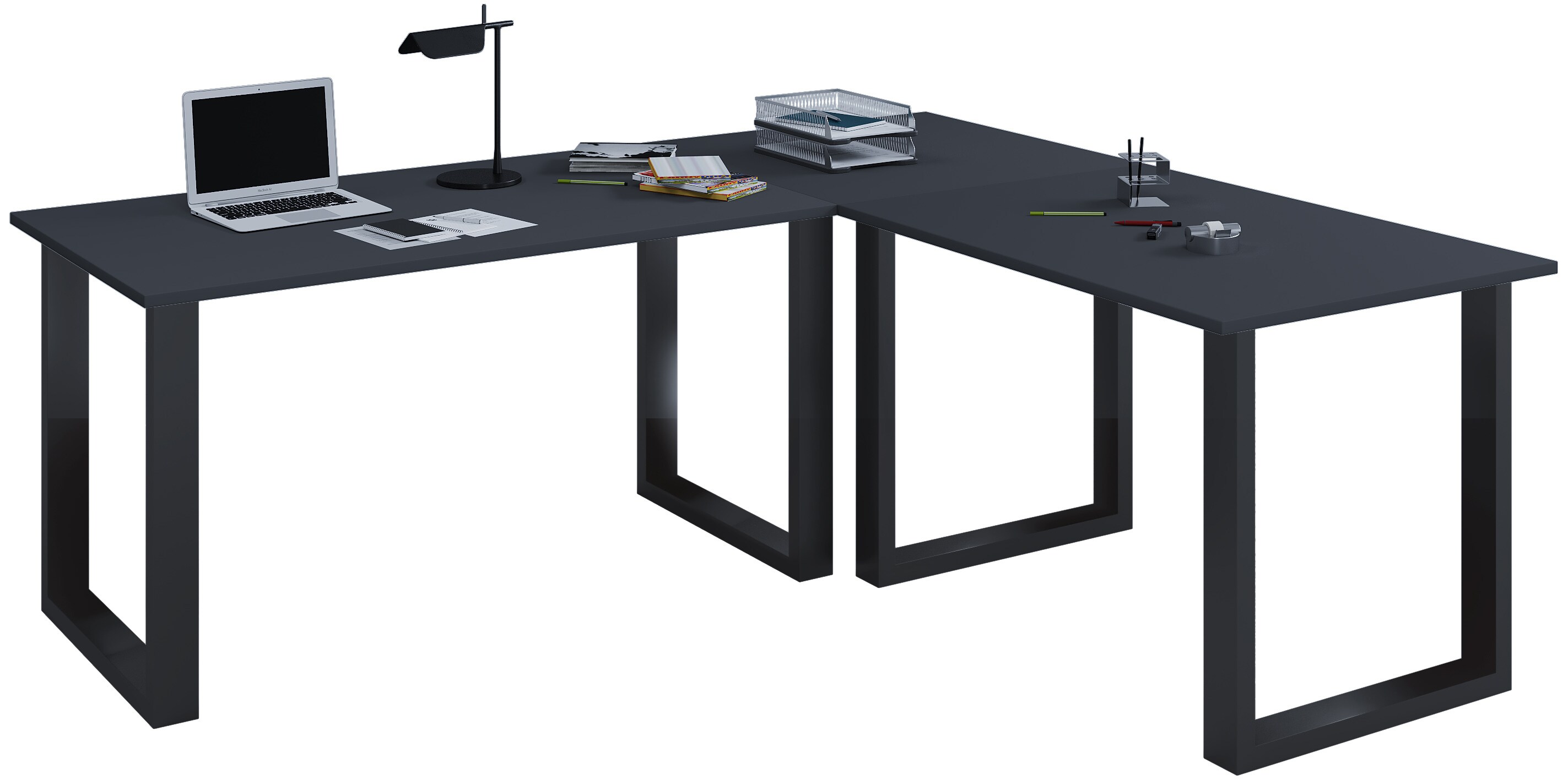VCM VCM Holz Schreibtisch | Eckschreibtisch schlicht | 160x160 | L Form links oder rechts | Arbeitstisch Platte 80 cm tief | Computertisch B&uuml;rom&ouml;bel - Lona U 