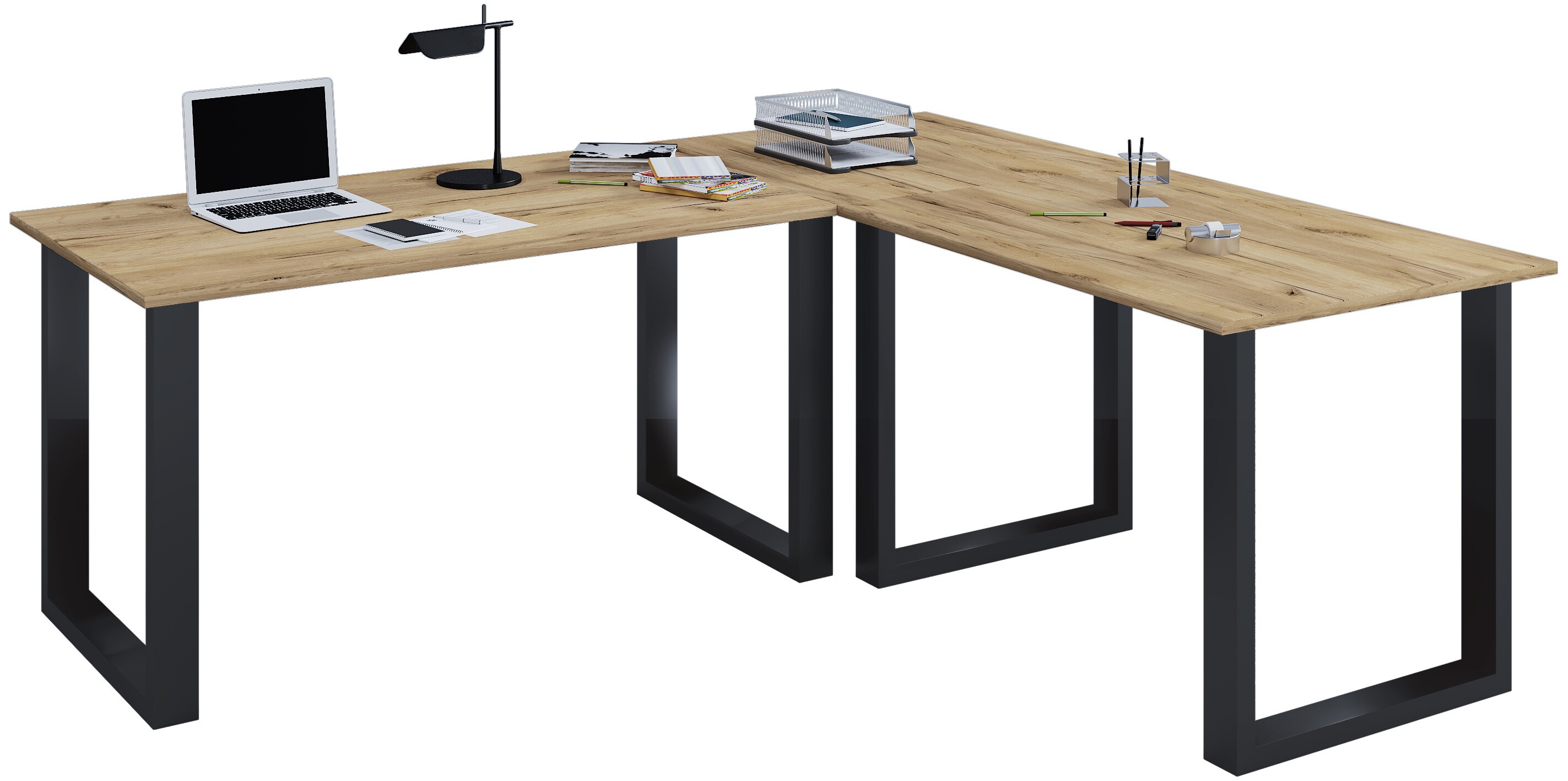 VCM VCM Holz Schreibtisch | Eckschreibtisch schlicht | 190x190 | L Form links oder rechts | Arbeitstisch Platte 80 cm tief | Computertisch B&uuml;rom&ouml;bel - Lona U 
