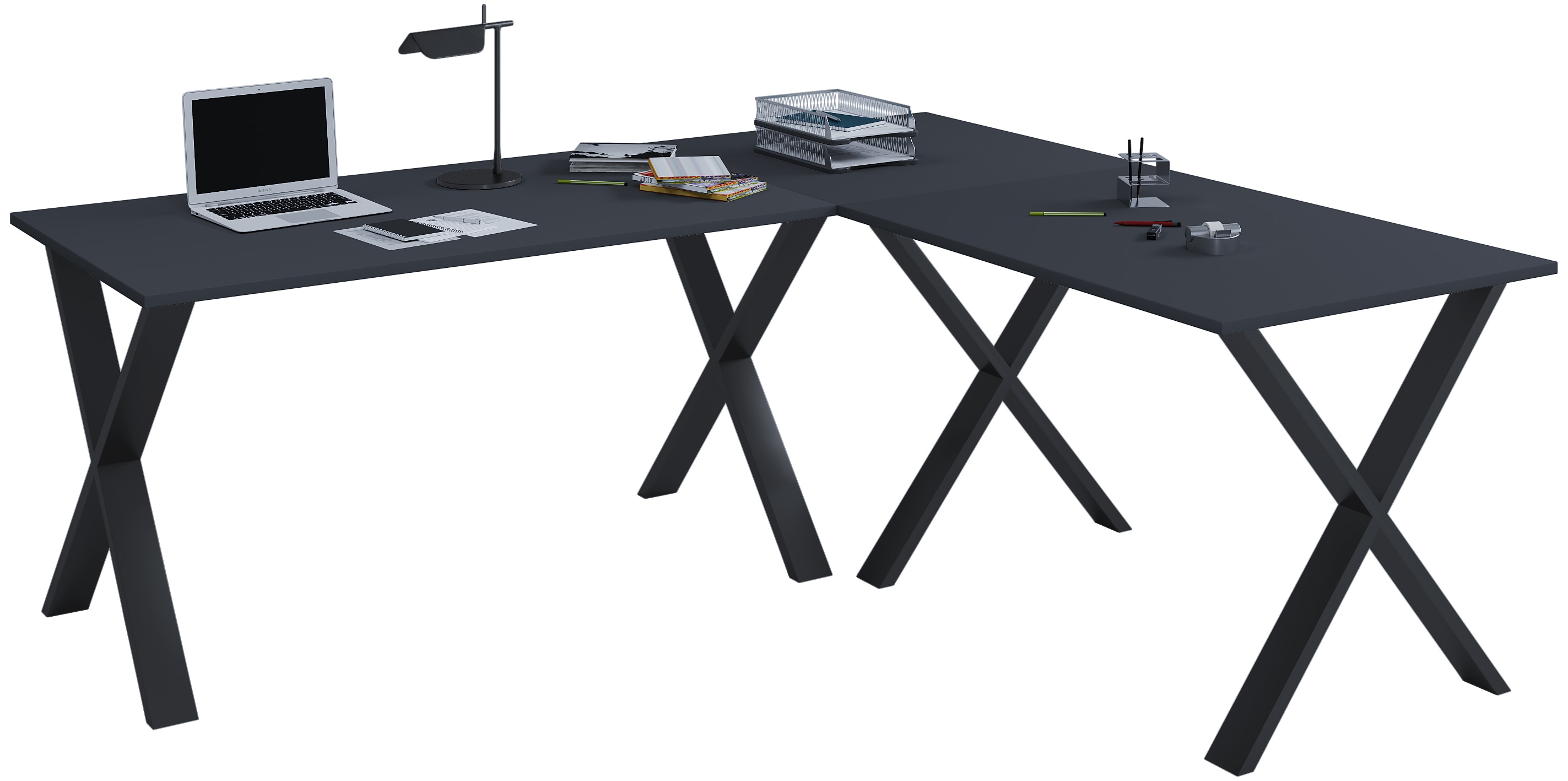 VCM VCM Holz Schreibtisch | Eckschreibtisch schlicht | 190x160 | L Form links oder rechts | Arbeitstisch Platte 80 cm tief | Computertisch B&uuml;rom&ouml;bel - Lona X 