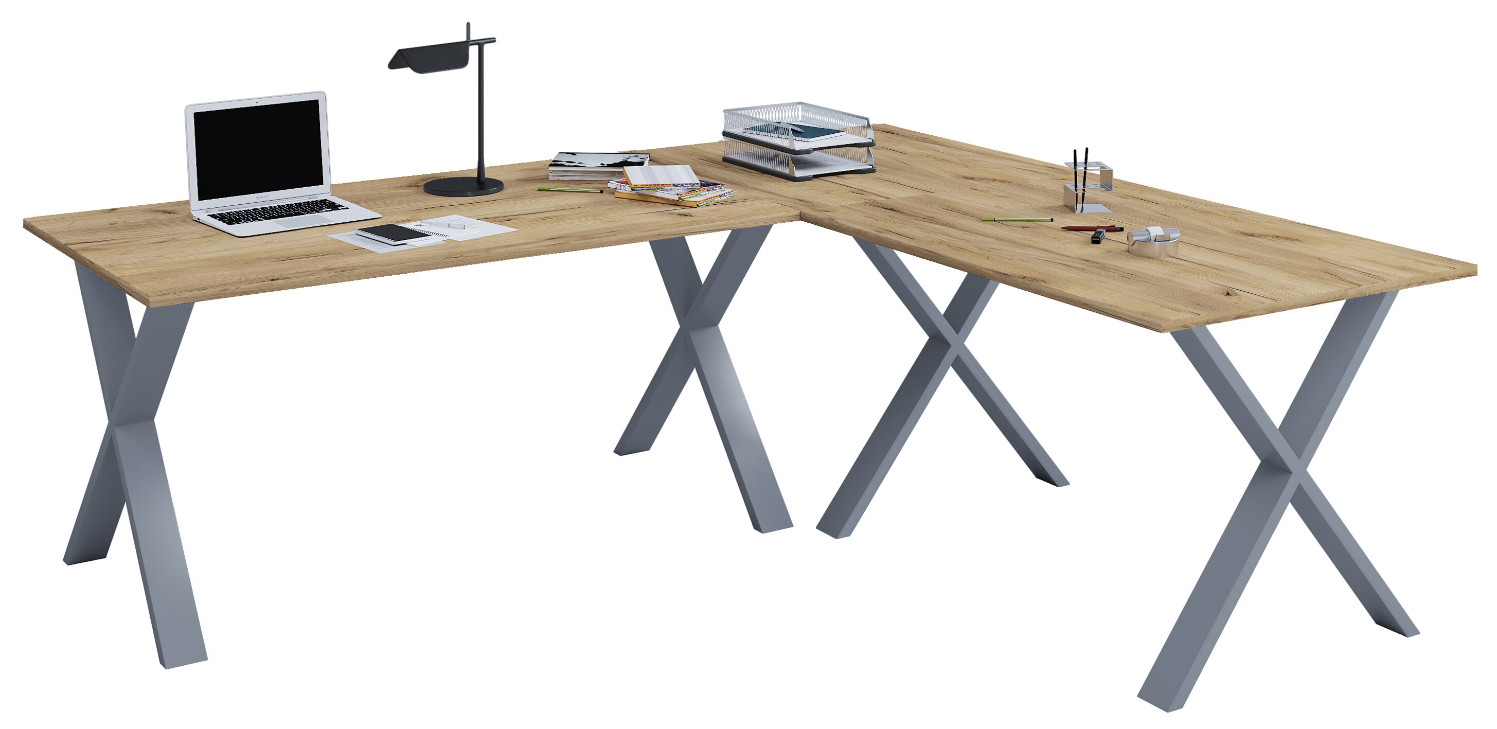 VCM VCM Holz Schreibtisch | Eckschreibtisch schlicht | 220x220 | L Form links oder rechts | Arbeitstisch Platte 80 cm tief | Computertisch B&uuml;rom&ouml;bel - Lona X 