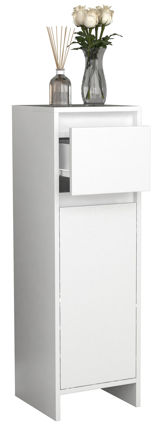 VCM Holz Midischrank   Badregal   Maße: H. 95 x B. 30 x T. 30 cm   1 Schublade   1 große Tür - Malira