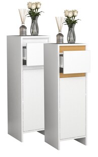 VCM Holz Midischrank | Badregal | Maße: H. 95 x B. 30 x T. 30 cm | 1 Schublade | 1 große Tür - Malira 