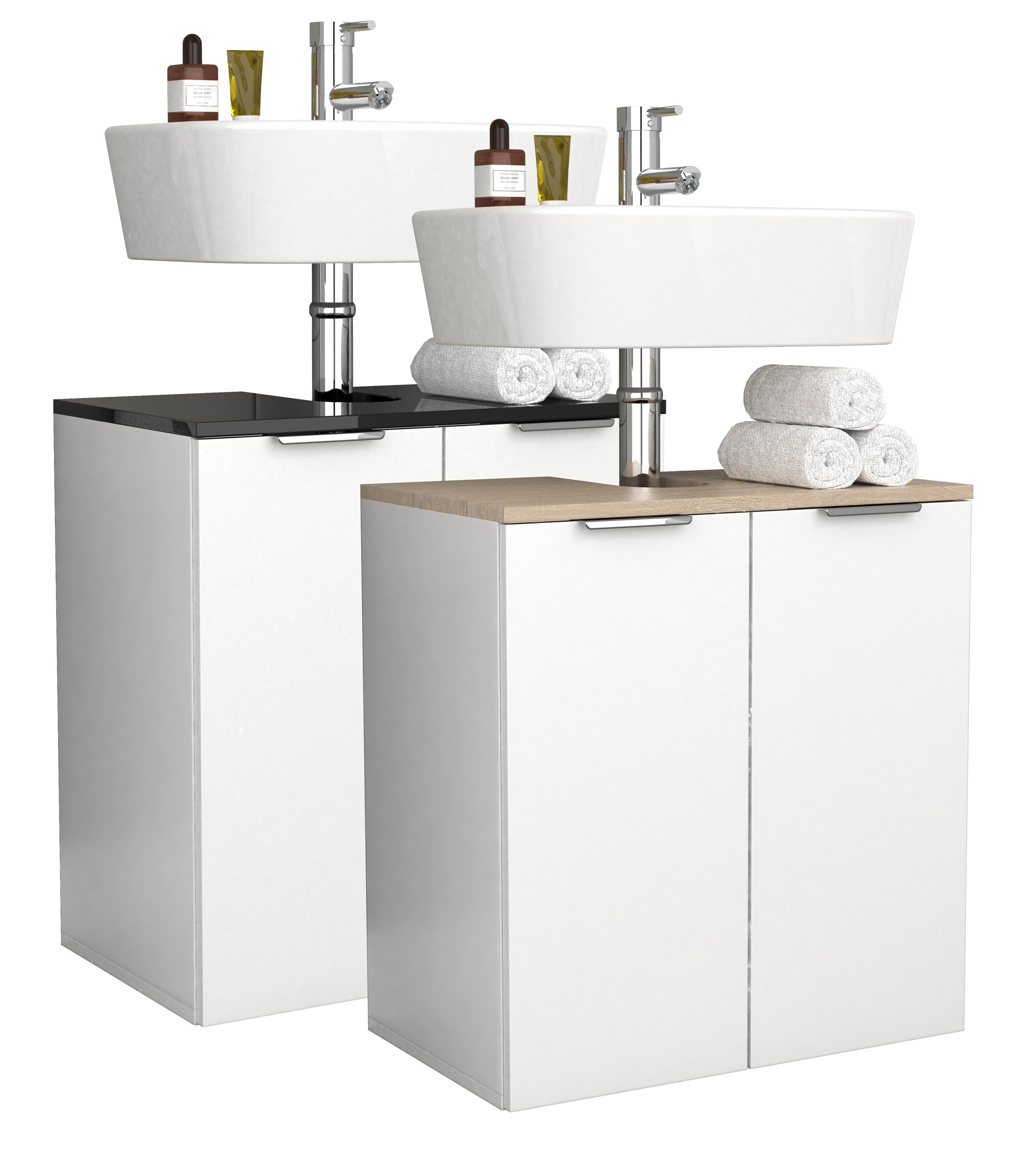 VCM Holz Waschbeckenunterschrank | Badschrank | Ma&szlig;e: H. 60 x B. 56 x T. 34 cm | 2 gro&szlig;e Dreht&uuml;ren - Donali 