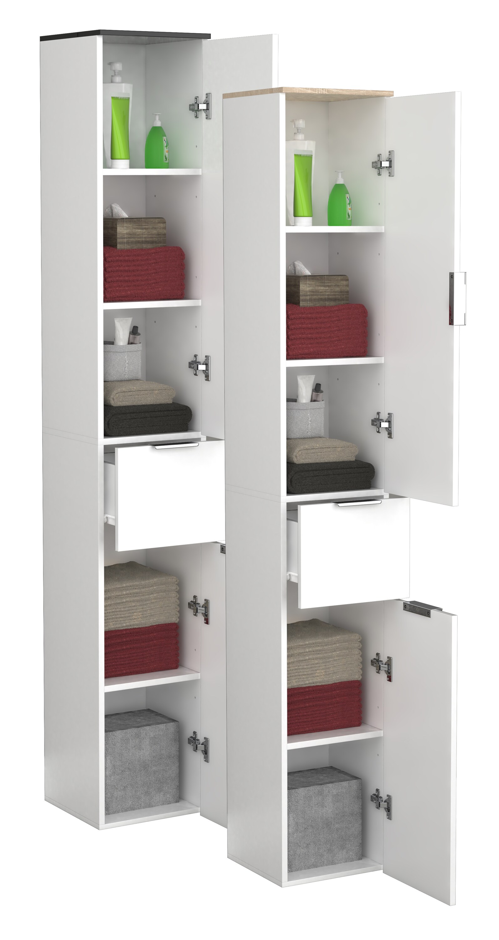 VCM Holz Badezimmerschrank | Badm&ouml;bel |Stand Badschrank | Hochschrank | Ma&szlig;e ca. H. 190 x B. 30 x T. 30 cm - Donali 