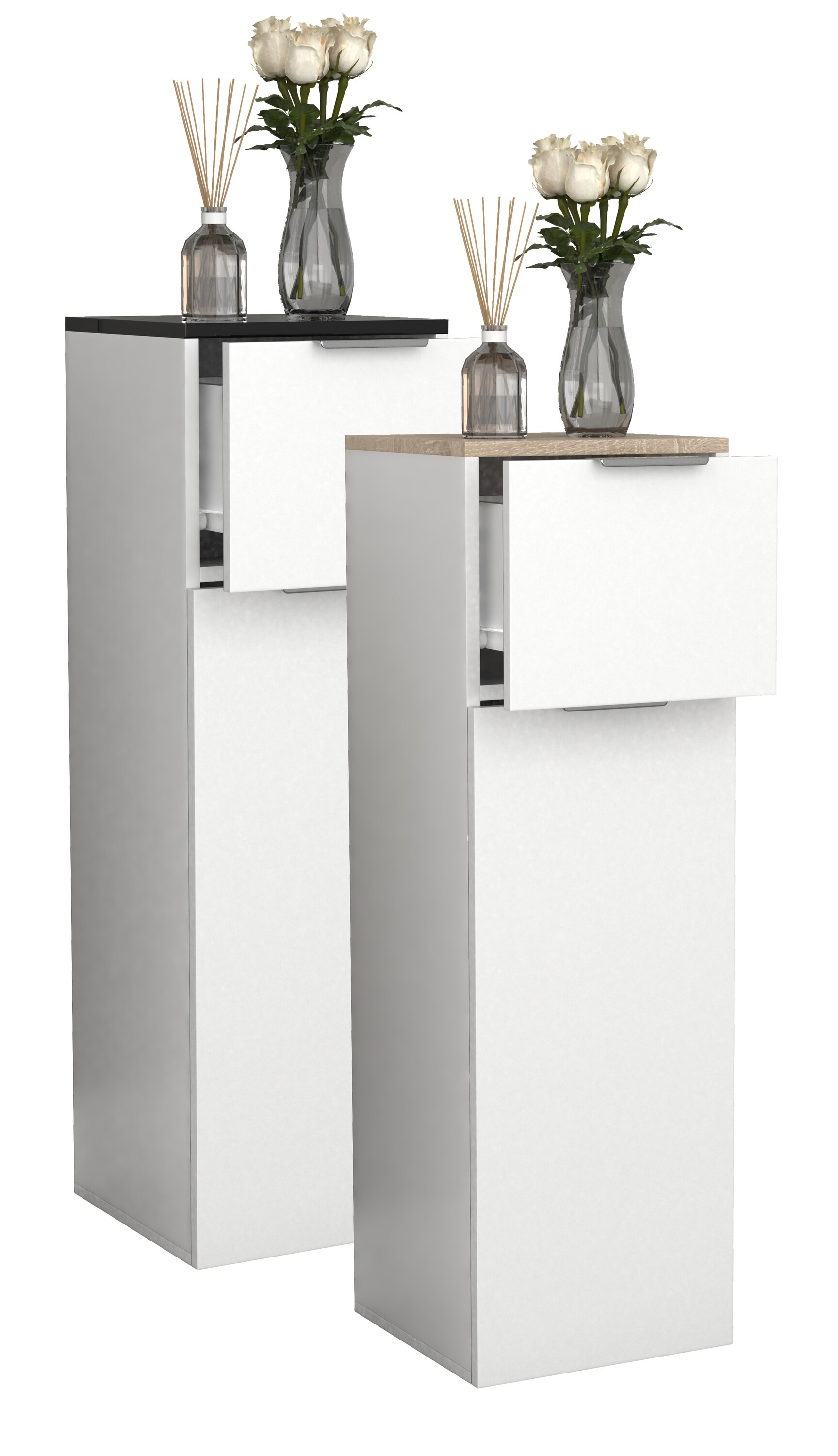 VCM Holz Midischrank | Badregal | Ma&szlig;e: H. 95 x B. 30 x T. 30 cm | 1 Schublade | 1 gro&szlig;e T&uuml;r &ndash; Donali 