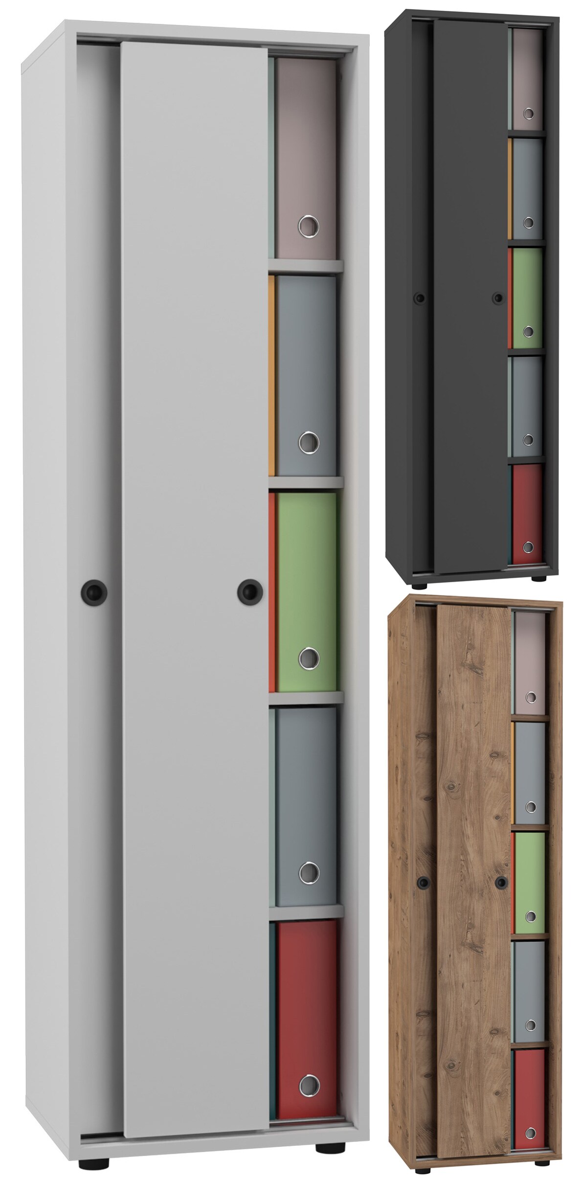 VCM B&uuml;roschrank mit 5 F&auml;chern | moderner Aktenschrank mit Schiebet&uuml;ren | Ma&szlig;e ca. H. 168 x B. 49 x T. 38 cm &ndash; Ulas 5-Fach 