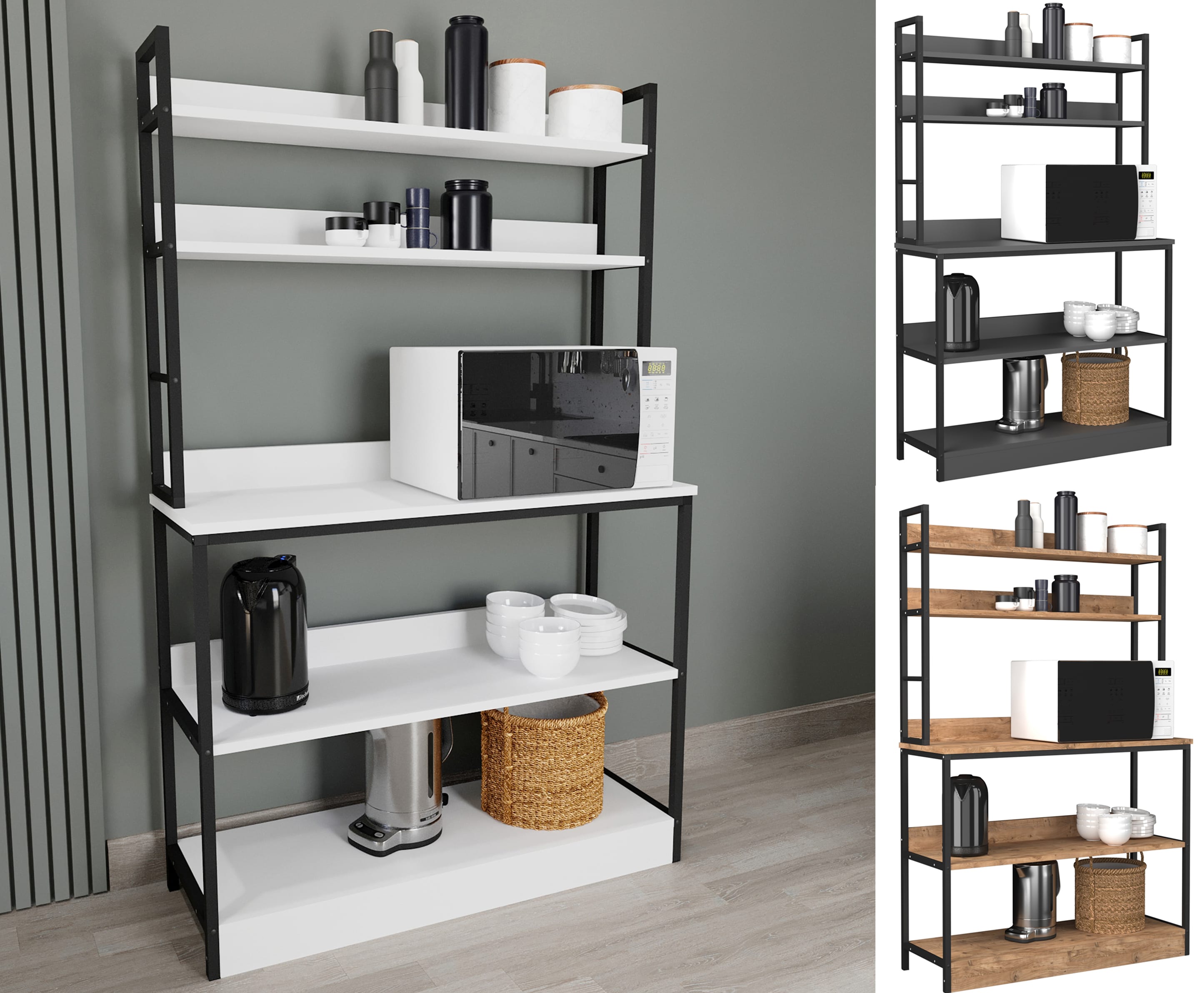 VCM K&uuml;chenregal | Ma&szlig;e ca. H. 161 x B. 101 x T. 36 cm | ausreichend Stauraum | Regal | K&uuml;chenm&ouml;bel - Insasi 