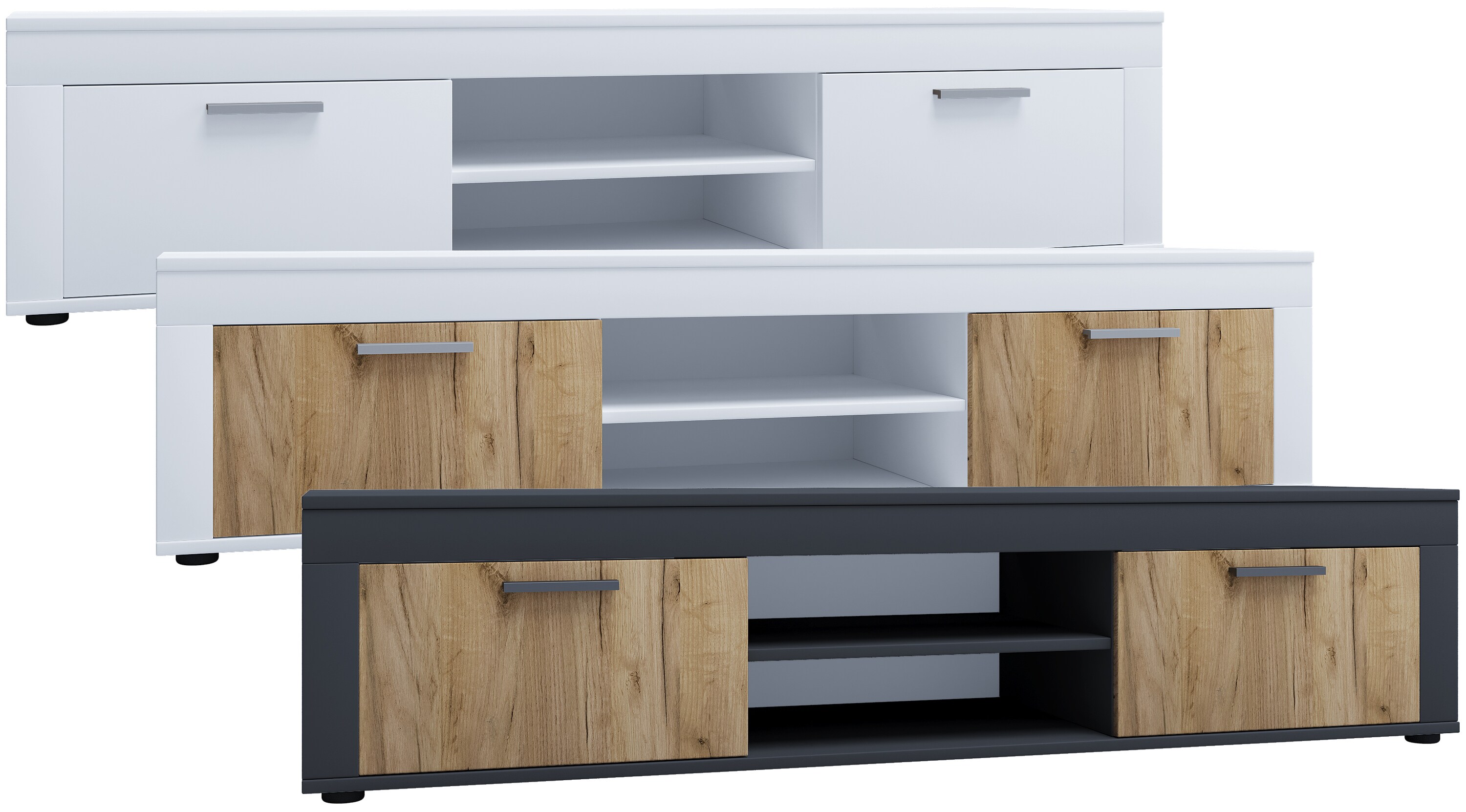 VCM TV M&ouml;bel | Lowboard | Fernsehregal | Ma&szlig;e H. 37 x B. 160 x T. 45 cm | Fernseh M&ouml;bel &ndash; Usilo XL 