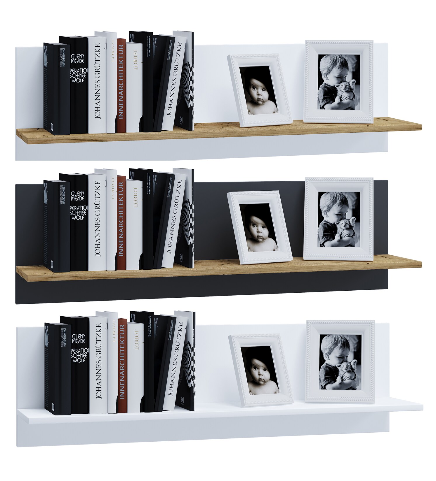 VCM Wandregal "Holz Wandregal Hängeregal Wandboard Regal Usilo" 1 Stk. tlg.