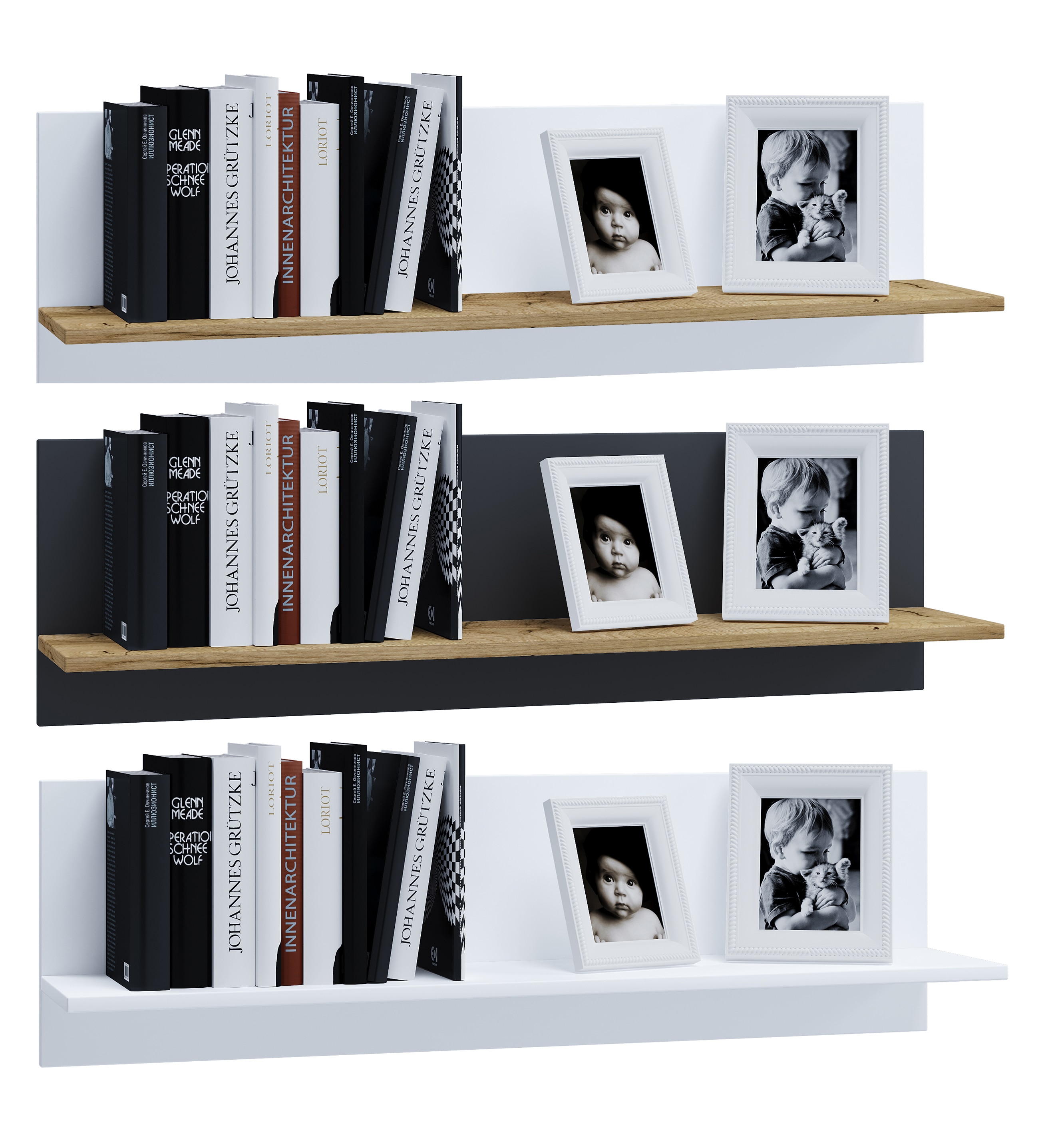 VCM Holzregal h&auml;ngend | platzsparendes Regal | Ma&szlig;e: H. 30 x B. 102 x T. 20 cm | Elegantes Regal h&auml;ngend | Aufbewahrungsregal | B&uuml;cherregal | Wandboard - Usilo 