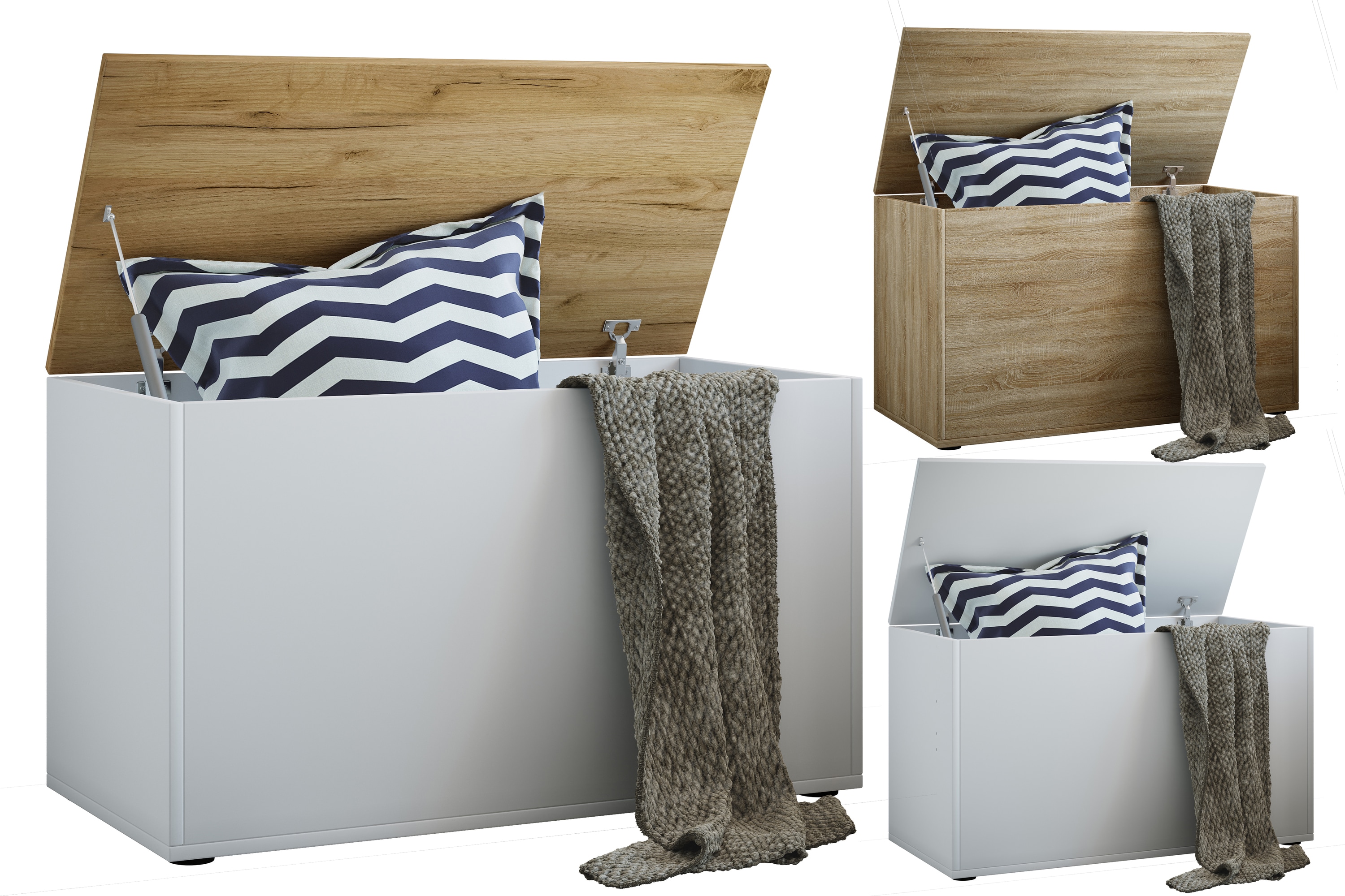 VCM Holztruhe | Ma&szlig;e ca. H. 49 x B. 82 x T. 44 cm |Kiste f&uuml;r flexiblen Einsatz in allen Wohnr&auml;umen | Aufbewahrungsbox | Kiste - Bendola 