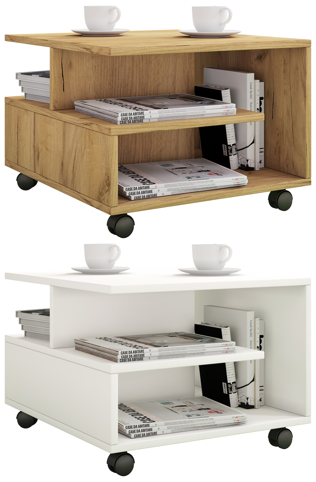 VCM Couchtisch "Holz Sofatisch Couchtisch Rollen rollbar Stango S" 1 Stk. tlg.