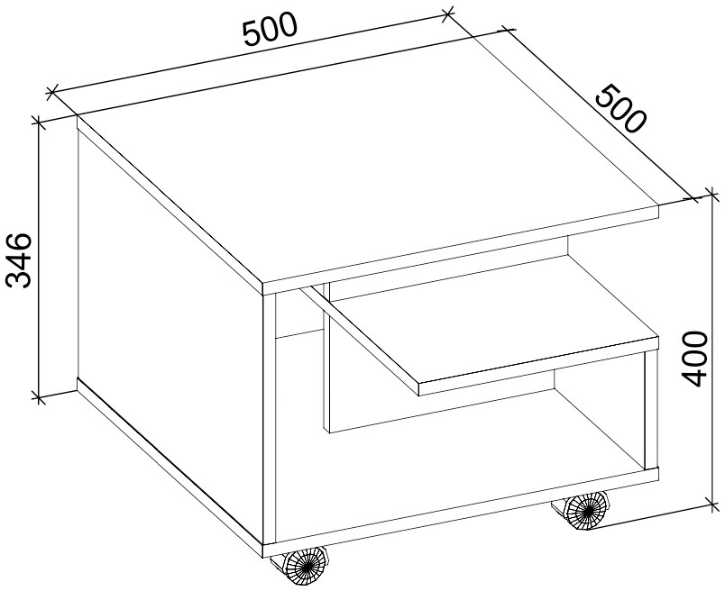 VCM Holz Couchtisch | Sofatisch mit Rollen | Wohnzimmertisch rollbar