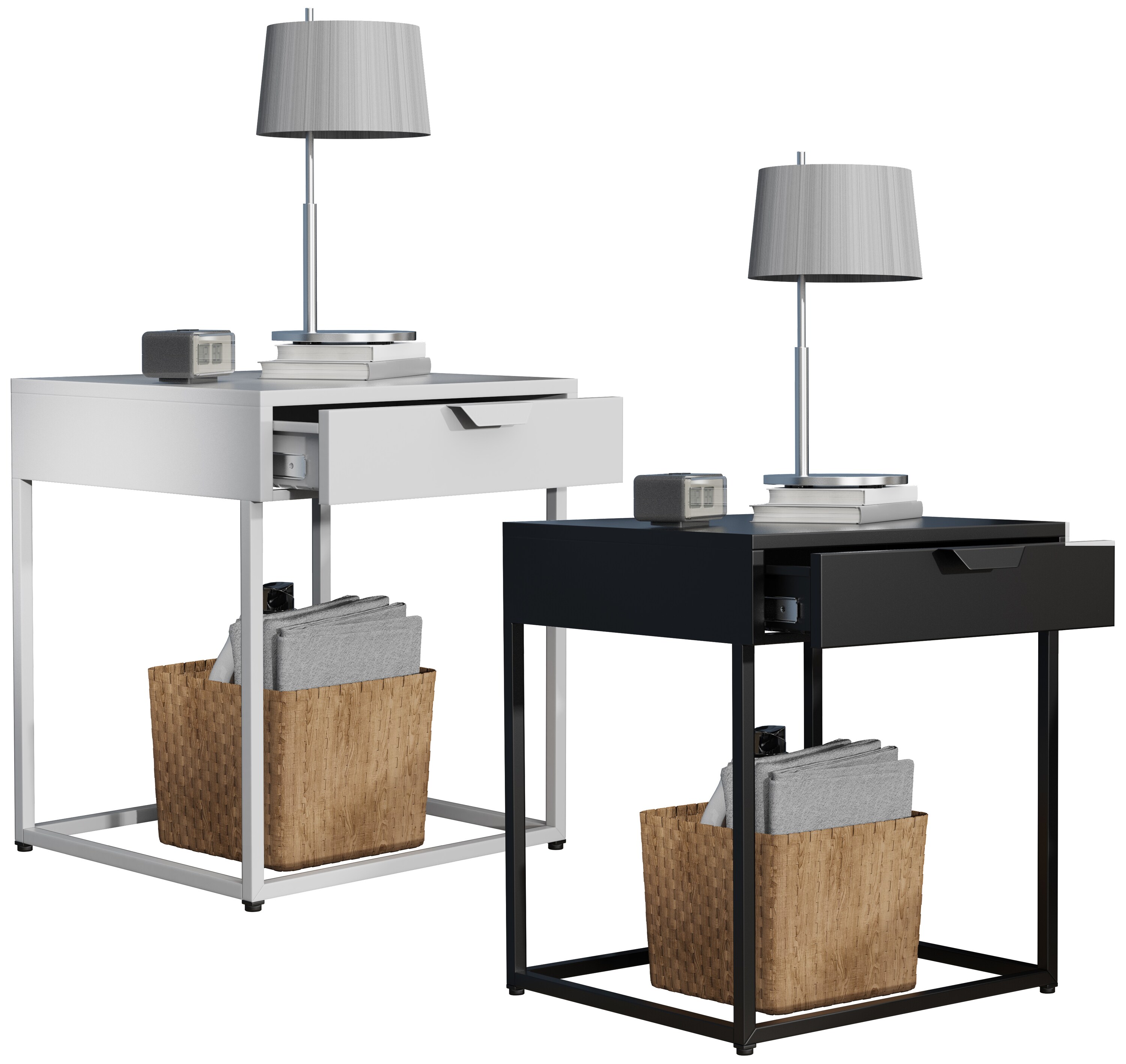 VCM Nachtschrank | Beistelltisch | Nachttisch |  Ma&szlig;e ca. H. 50 x B. 43 x T. 41 cm - Flokas S 