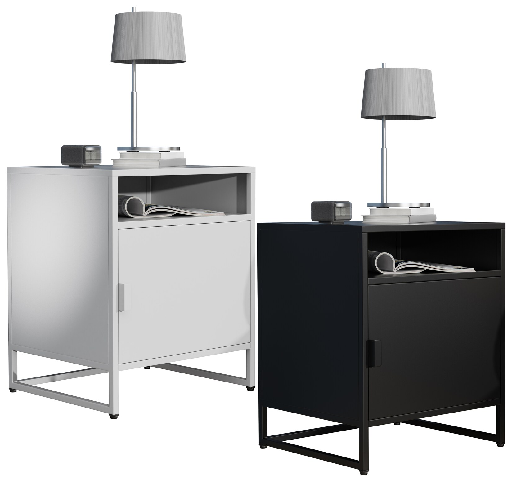 VCM Metal bedside table side table Flokas L in Black