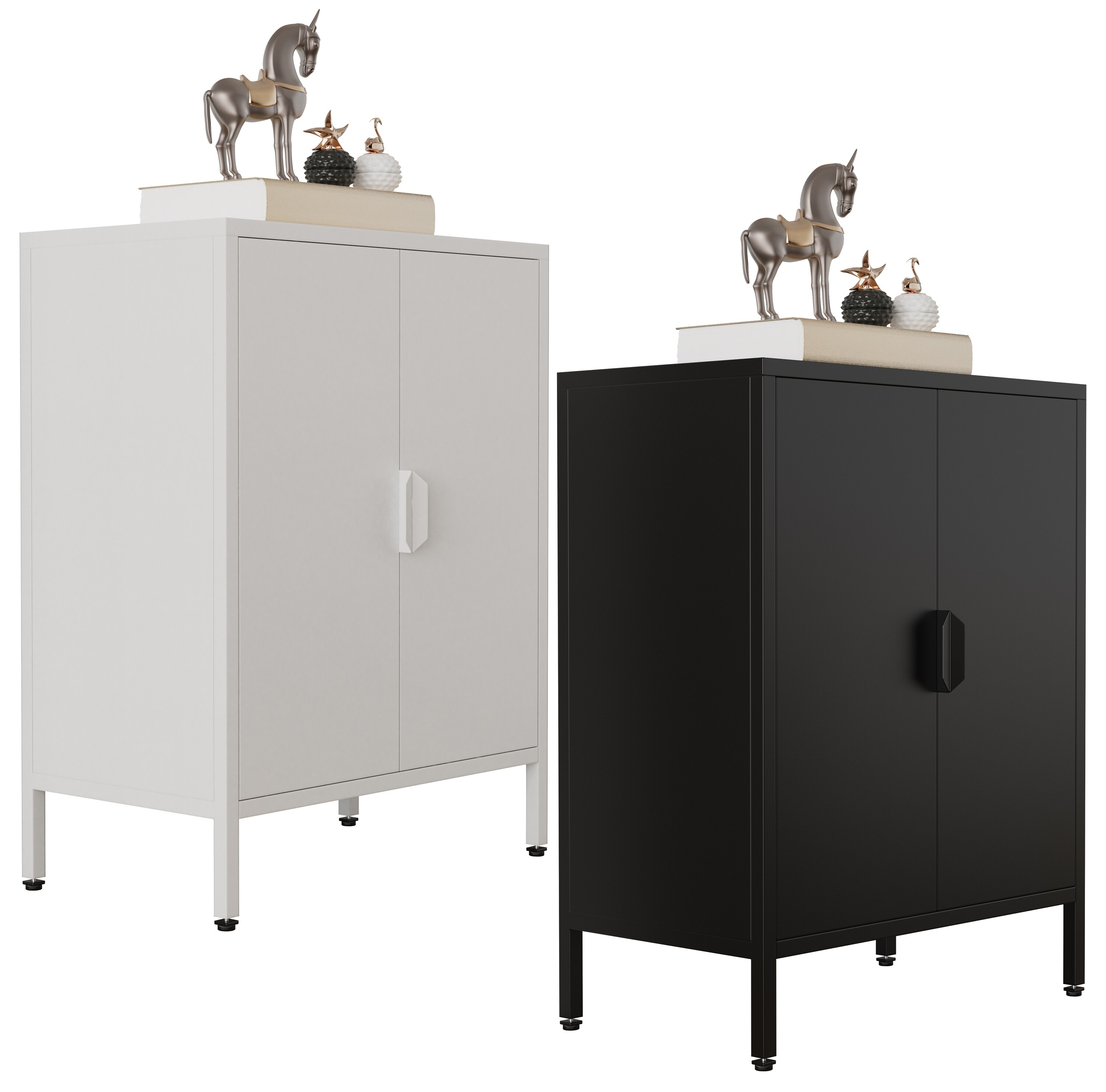 VCM Stahl Kommode | Sideboard mit Dreht&uuml;ren | Ma&szlig;e ca. H. 80 x B. 60 x T. 35 cm - Flokas S 