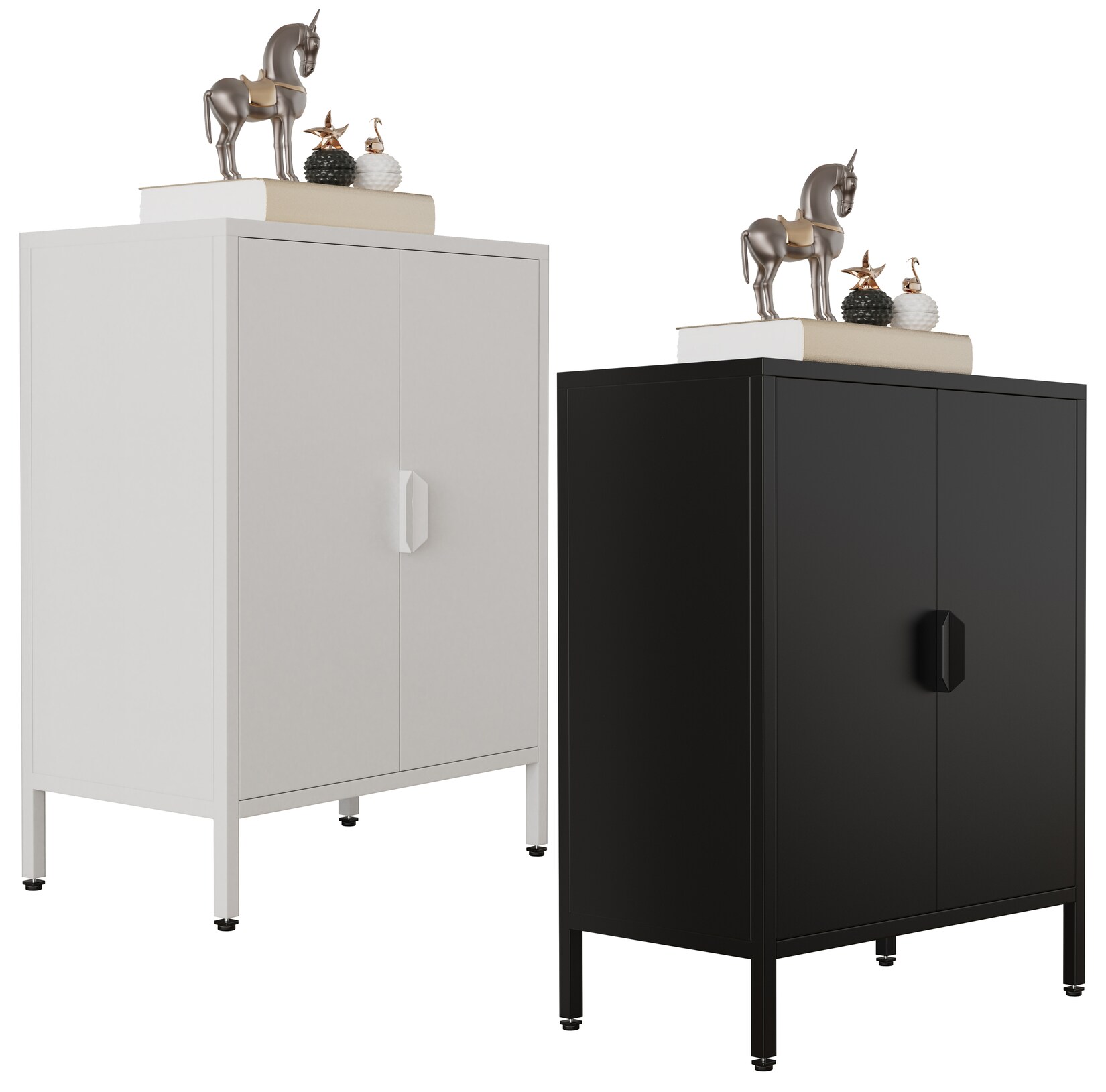 VCM Steel chest of drawers sideboard Flokas S in White