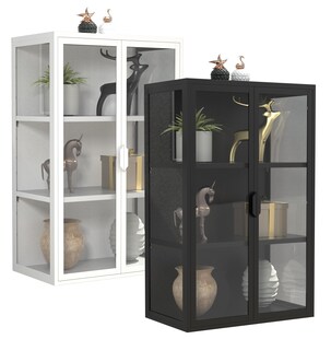 VCM Glasvitrine hängend | Vitrine Glas mit ESG-Sicherheitsglas | Maße ca. 95 x B. 60 x T. 35 cm | Hängevitrine Glas | Modern und platzsparend | Glas Vitrinenschrank - Flokas L 