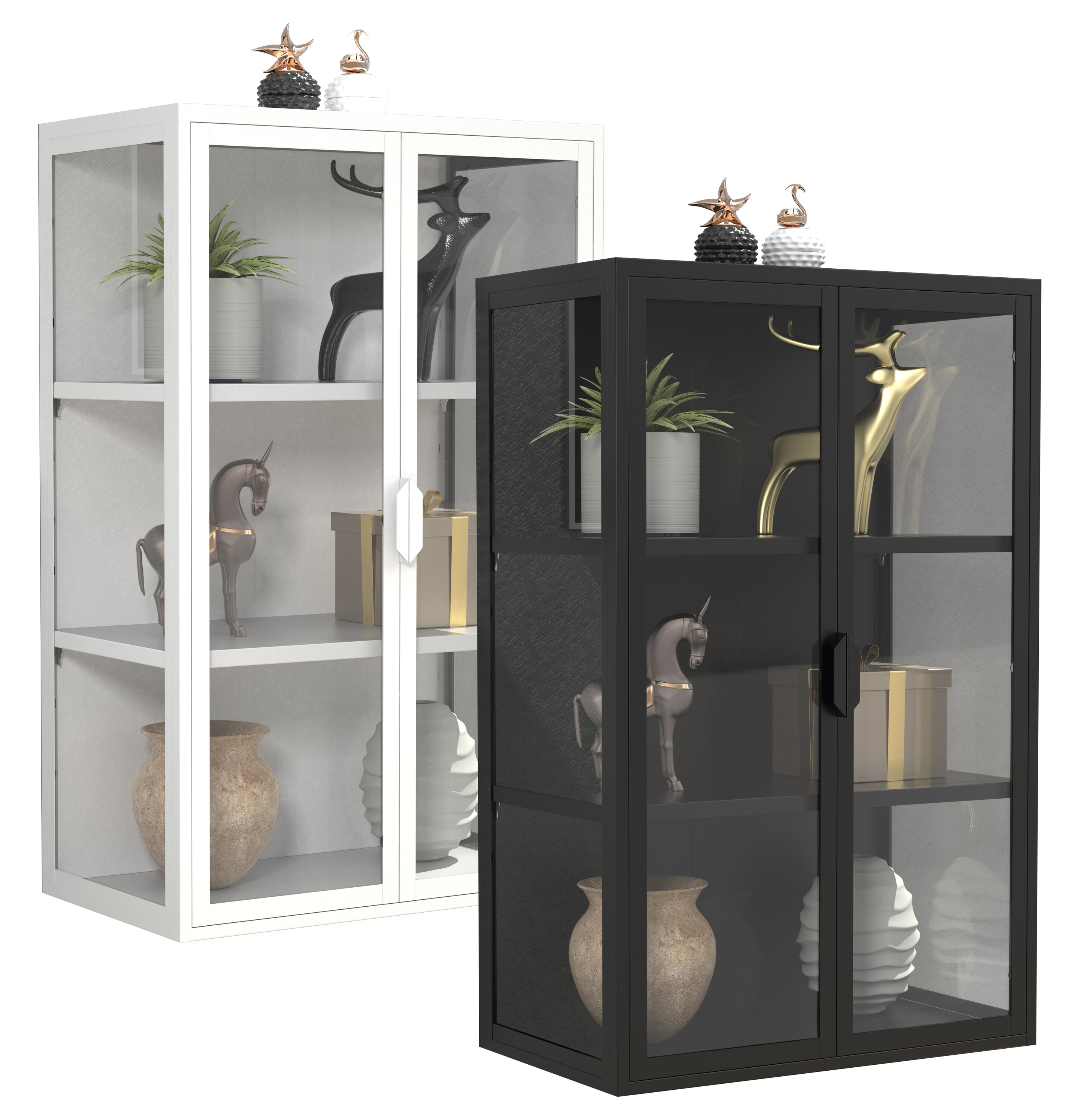VCM Glasvitrine h&auml;ngend | Vitrine Glas mit ESG-Sicherheitsglas | Ma&szlig;e ca. 95 x B. 60 x T. 35 cm | H&auml;ngevitrine Glas | Modern und platzsparend | Glas Vitrinenschrank - Flokas L 