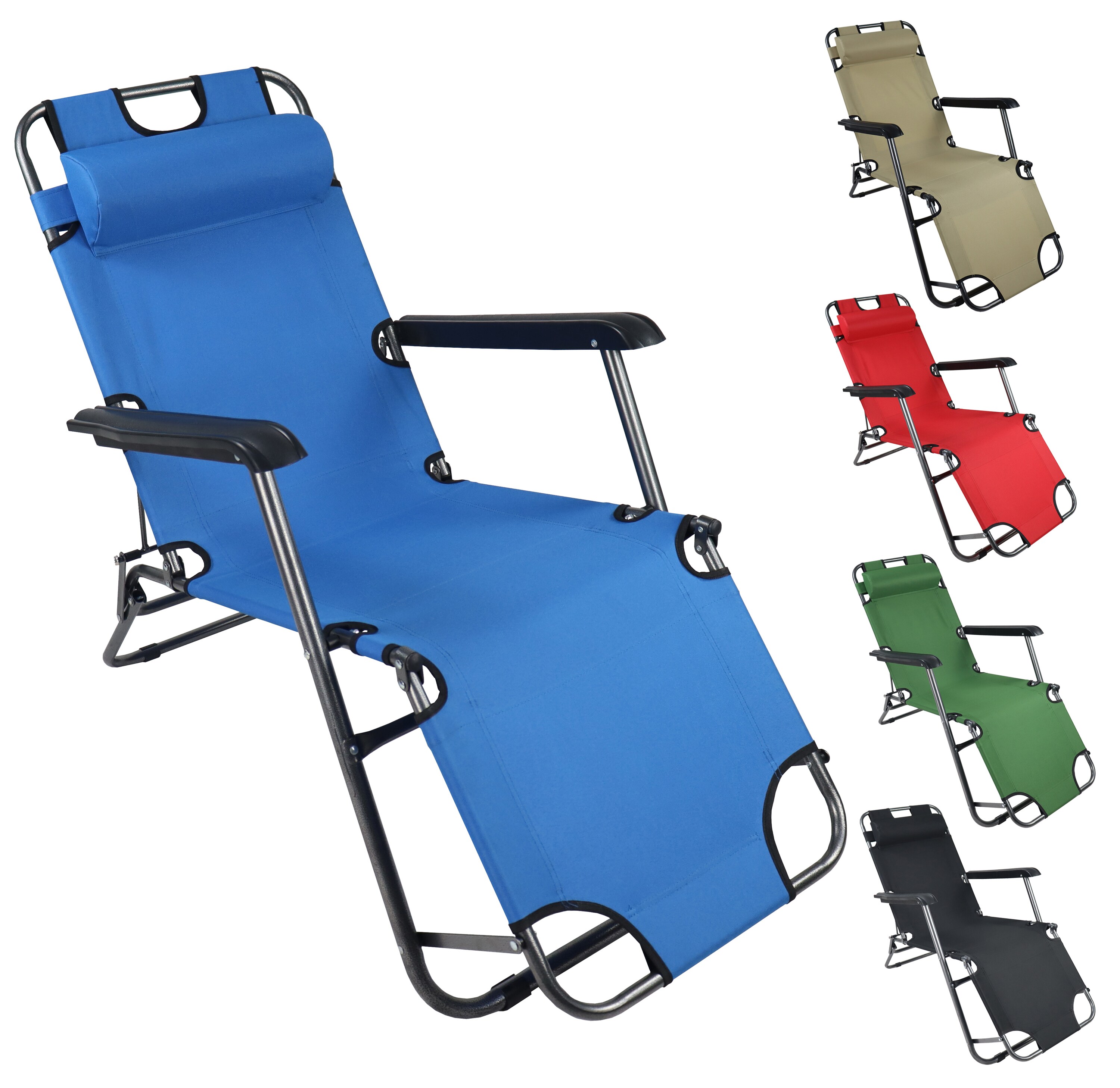 VCM Sonnenliege klappbar | Ma&szlig;e Liegestuhl ca. L. 153 x B. 60 x H. 27 cm | Ma&szlig;e Sitzposition ca. L. 115 x B. 60 x H. 84 cm | leicht und kompakt | Liegestuhl - Maltosa 