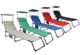 VCM Sonnenliege klappbar | Maße ca. L. 185 x H. 24 x B. 55 cm | leicht und kompakt | Liegestuhl mit verstellbarem Sonnendach - Bindox L 