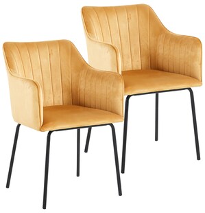 VCM 2er Esszimmerstühle | skandinavischer gepolsterter Küchenstuhl | Maße ca. H. 82 x B. 54 x T. 59 cm | bequeme Armlehne und Rückenlehne | Esszimmerstuhl - Valia 