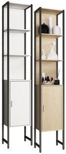 VCM Holz Badezimmerschrank | Badmöbel Metall Industrial Style | Stand Badregal | Hochschrank | Maße ca. H. 185 x B. 33 x T. 30 cm - Edino 