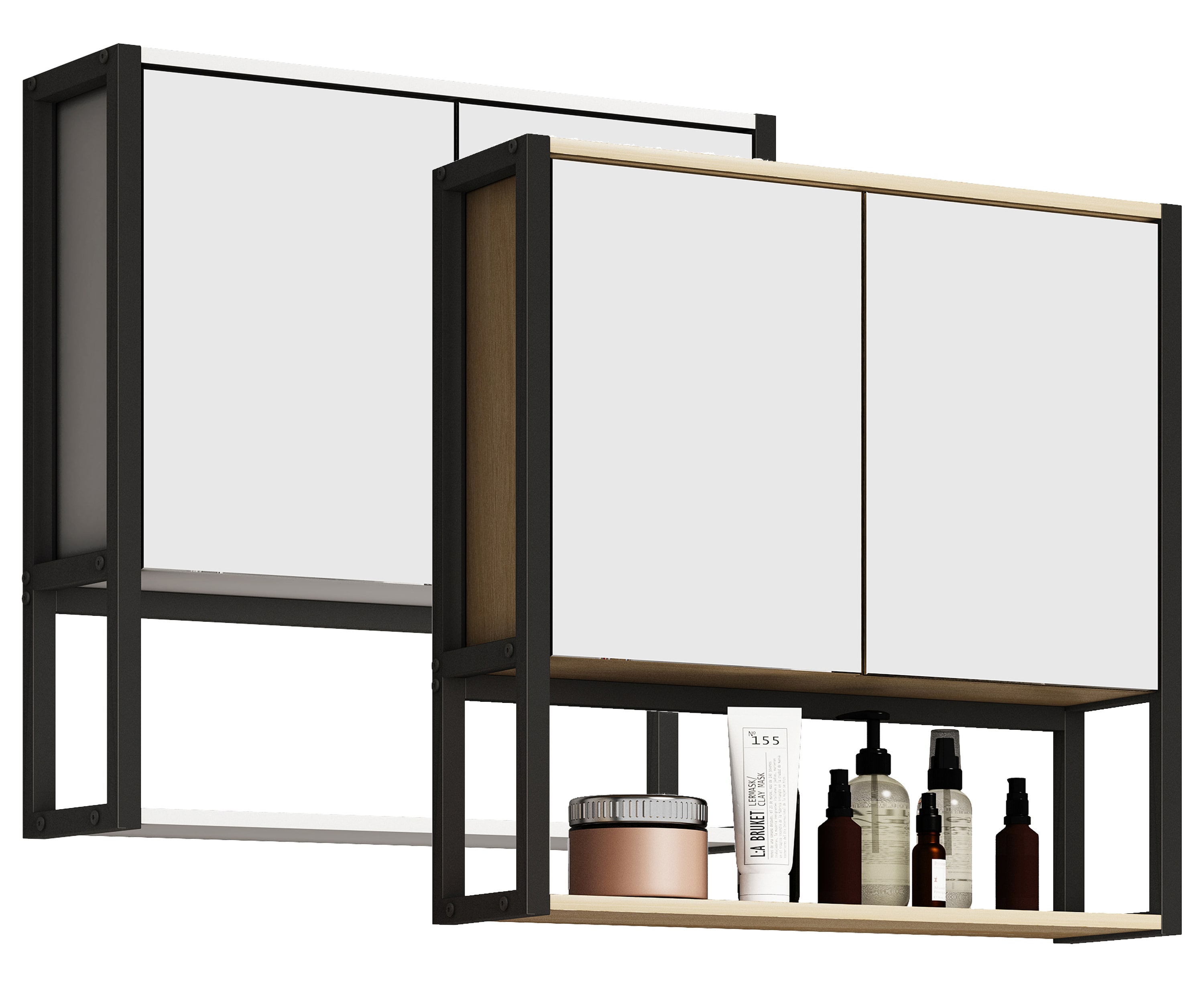 VCM Badschrank zeitlos | Ma&szlig;e ca. H. 60 x B. 60 x T. 17 cm | ausreichend Stauraum | Spiegelschrank - Edino 60 x 60 cm 