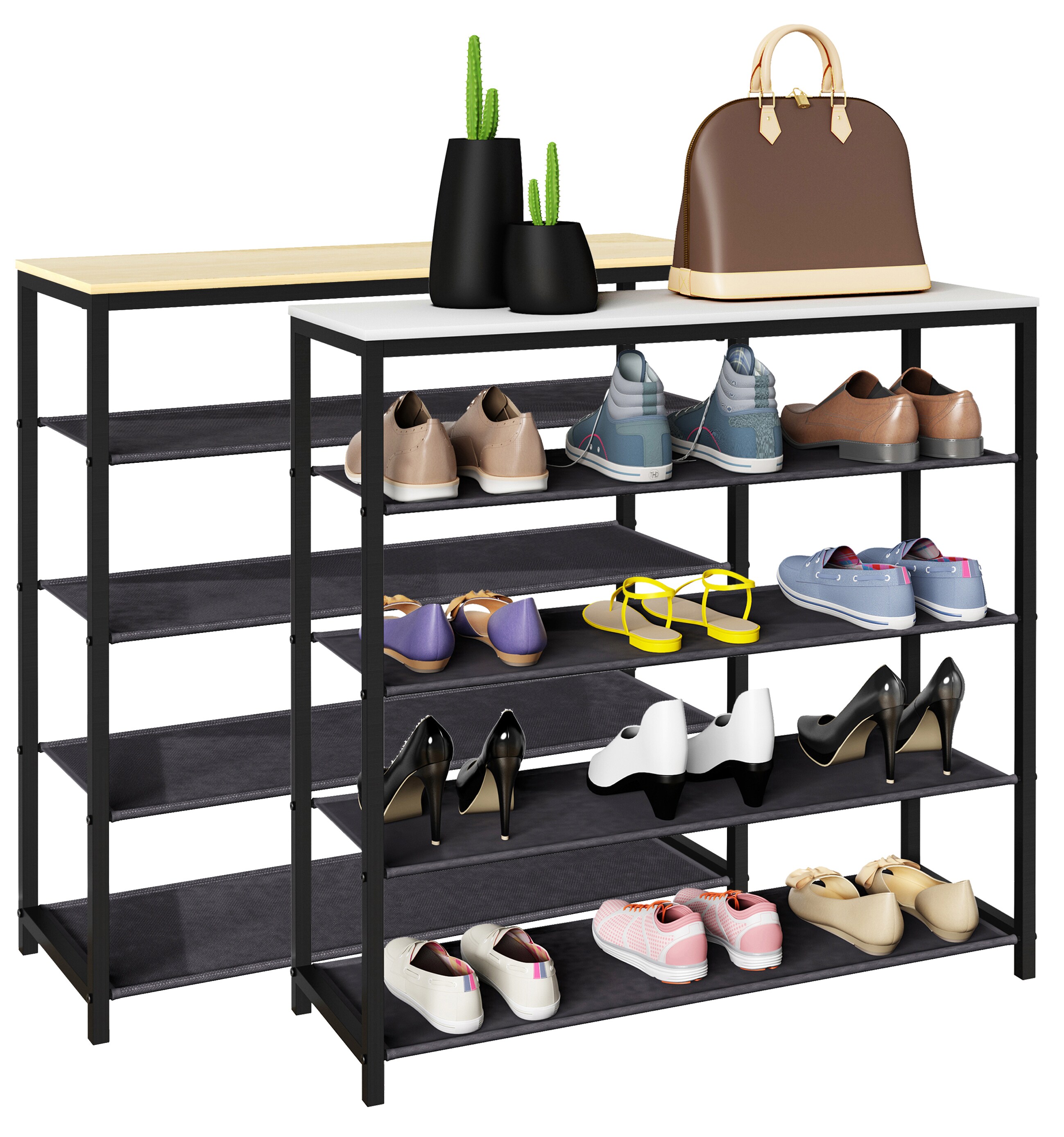 VCM Schuhregal | Ma&szlig;e ca. H. 87 x B. 90 x T. 30 cm | Schuhablage im Industrie Style Design | Regal mit 4 F&auml;chern - Taliro 